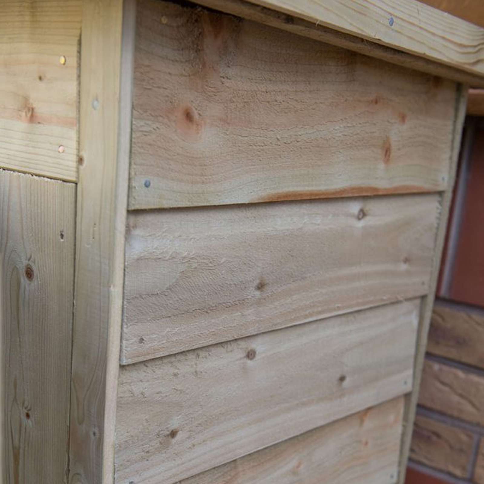 Installed Outdoor Pressure Treated Wooden Overlap Pent Garden Store by Forest Garden