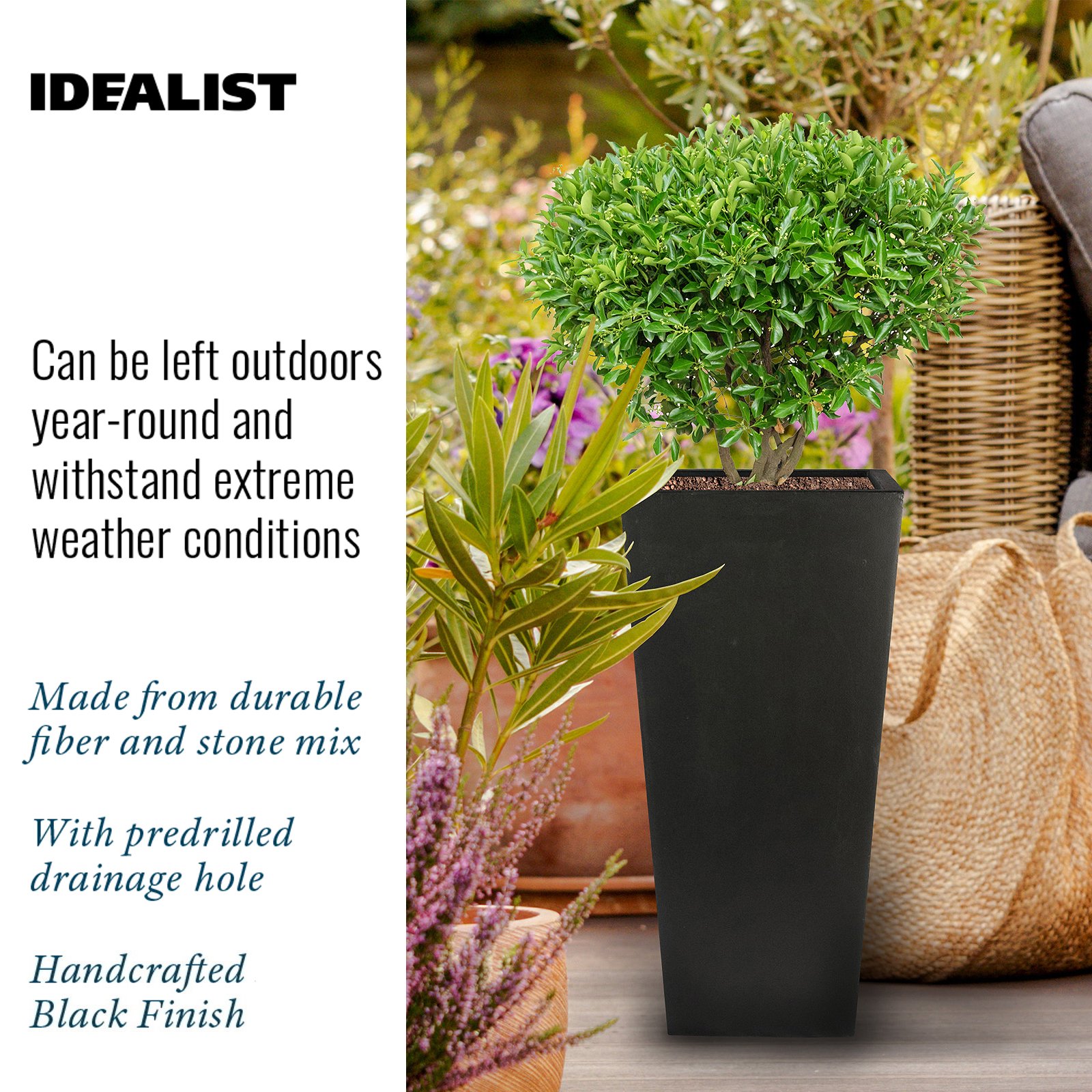 IDEALIST Lite Tall Tapered Contemporary Light Concrete Planter