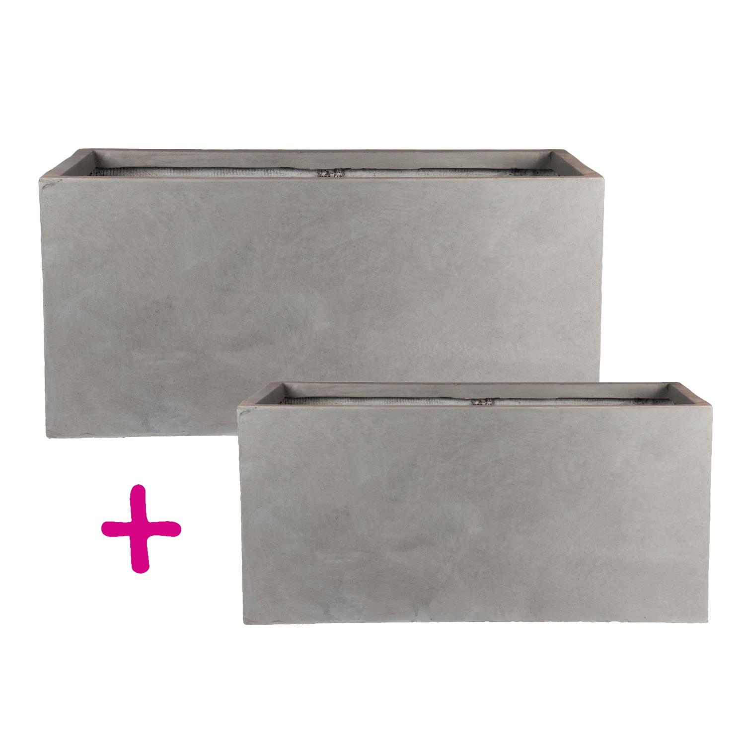 IDEALIST Lite Contemporary Light Concrete Trough Planter Set