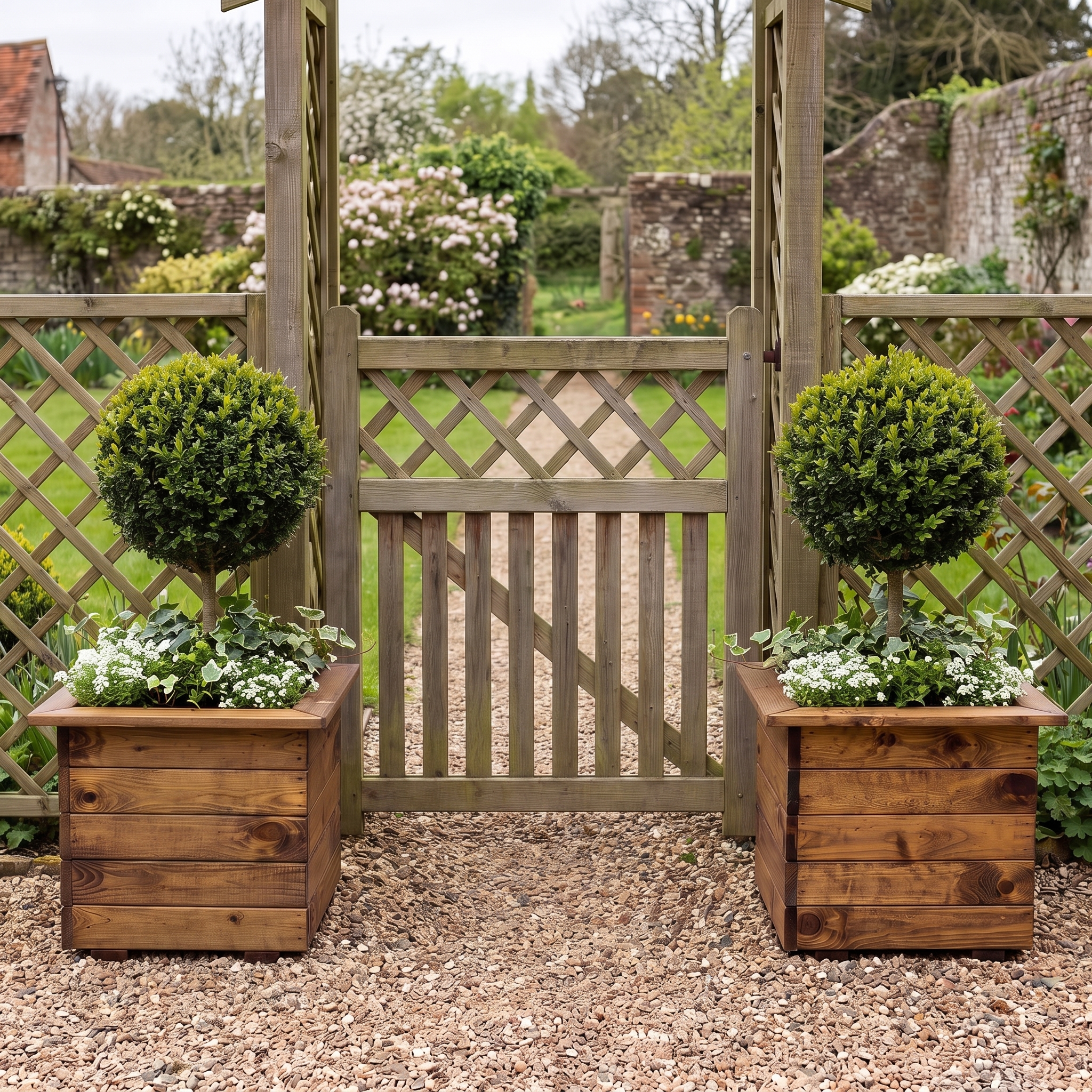 Rustic Scandinavian Redwood Square Outdoor Planter Made in UK by HORTICO