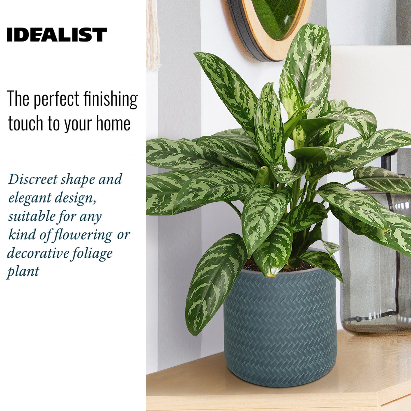 IDEALIST Lite Plaited Style Table and Hanging Cylinder Round Plant Pot Dual Use Indoor Planter