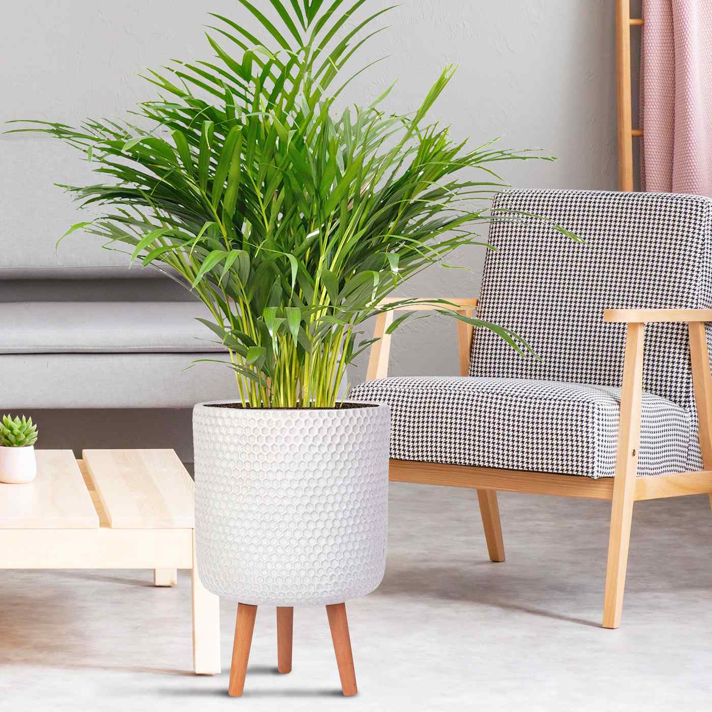 IDEALIST Lite Honeycomb Style Cylinder Planter on Legs, Round Pot Plant Stand Indoor
