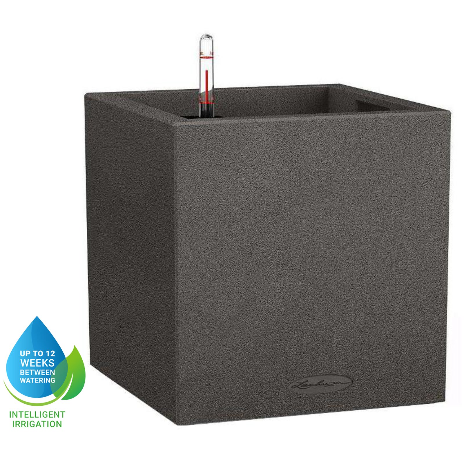LECHUZA CANTO Stone Low Square Poly Resin Self-watering Planter