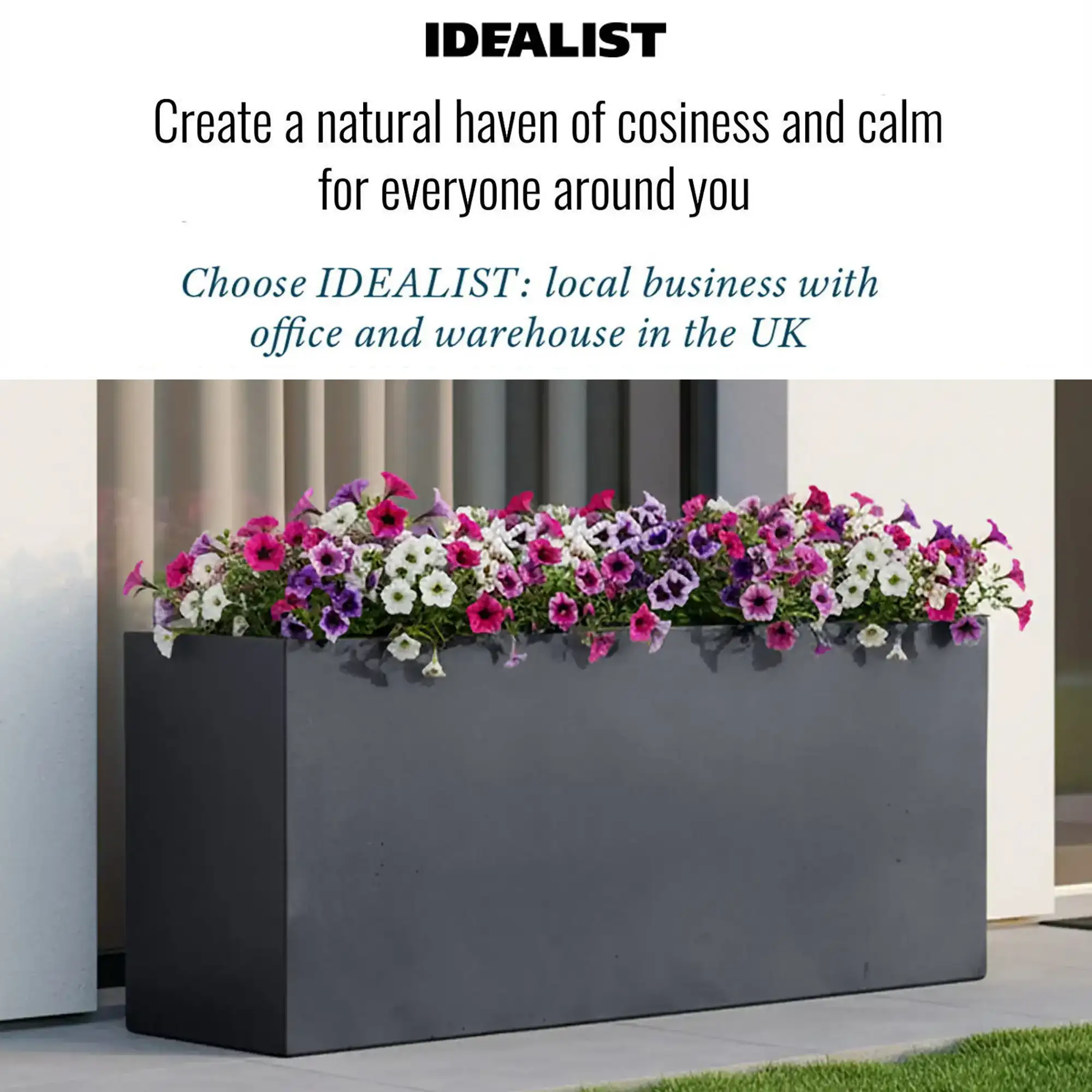 IDEALIST Lite Contemporary Light Concrete High Trough Planter