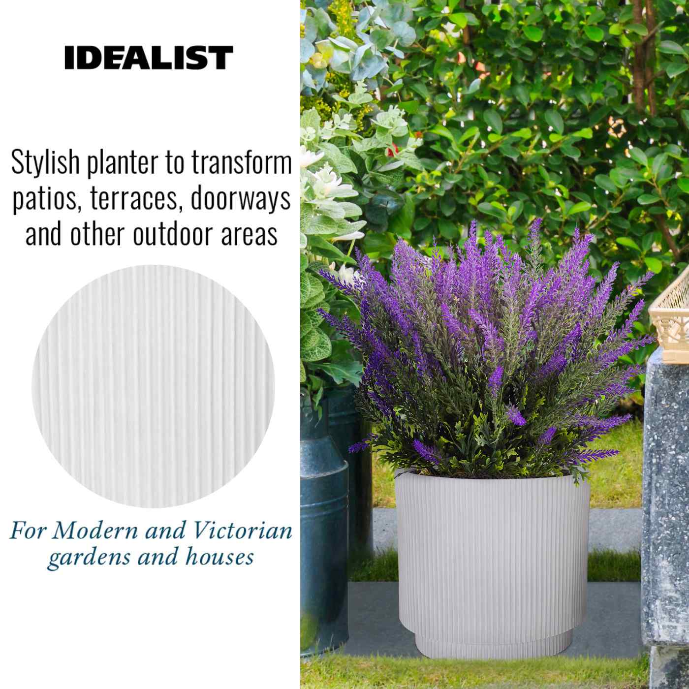 IDEALIST Lite Vertical Ribbed Cylinder Outdoor Planter