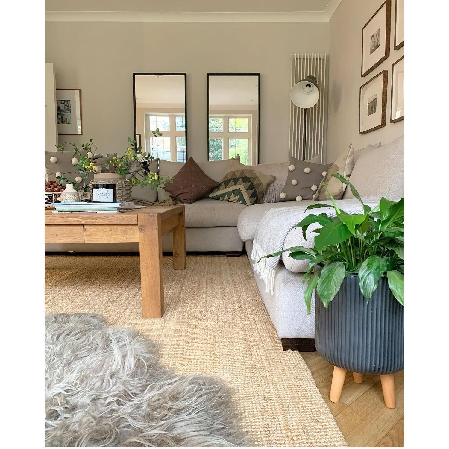 IDEALIST Lite Ribbed Cylinder Planter on Legs, Round Pot Plant Stand Indoor