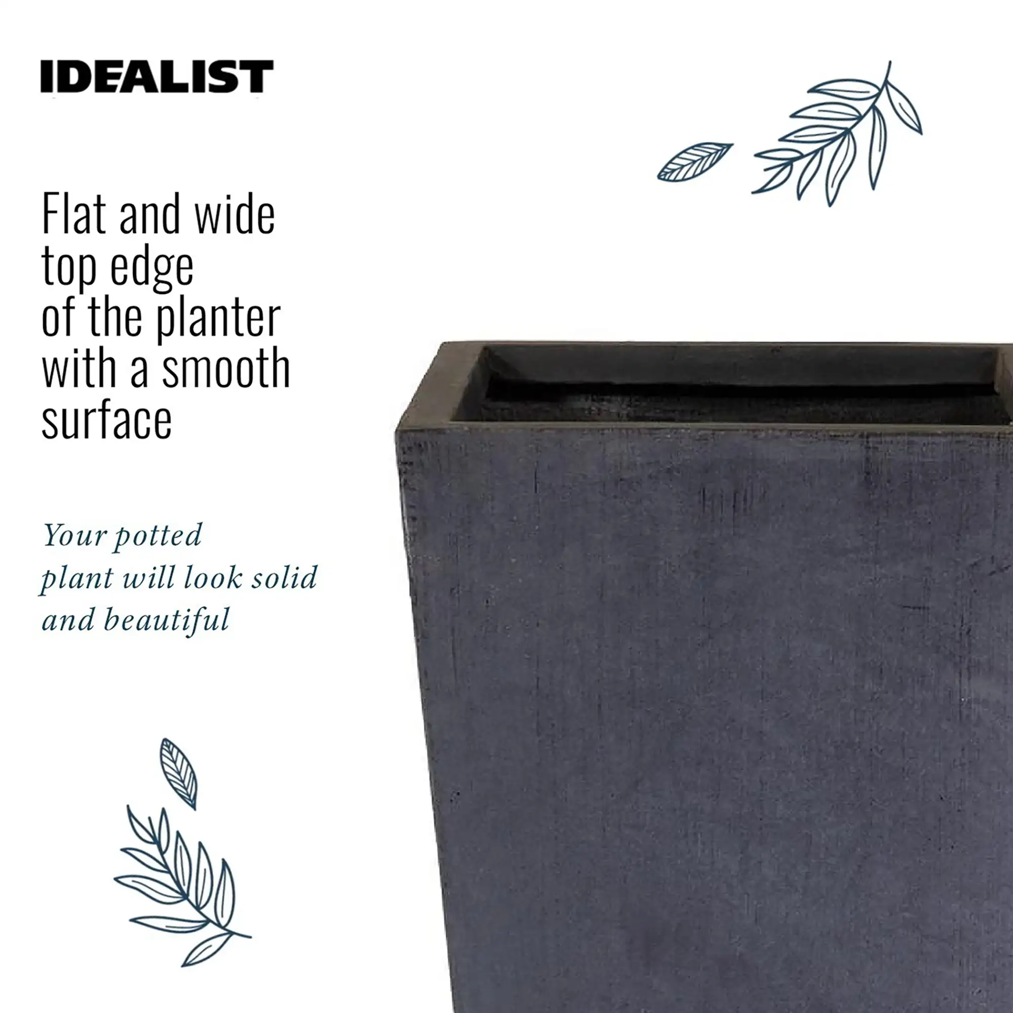 IDEALIST Lite Tall Tapered Contemporary Light Concrete Planter Set