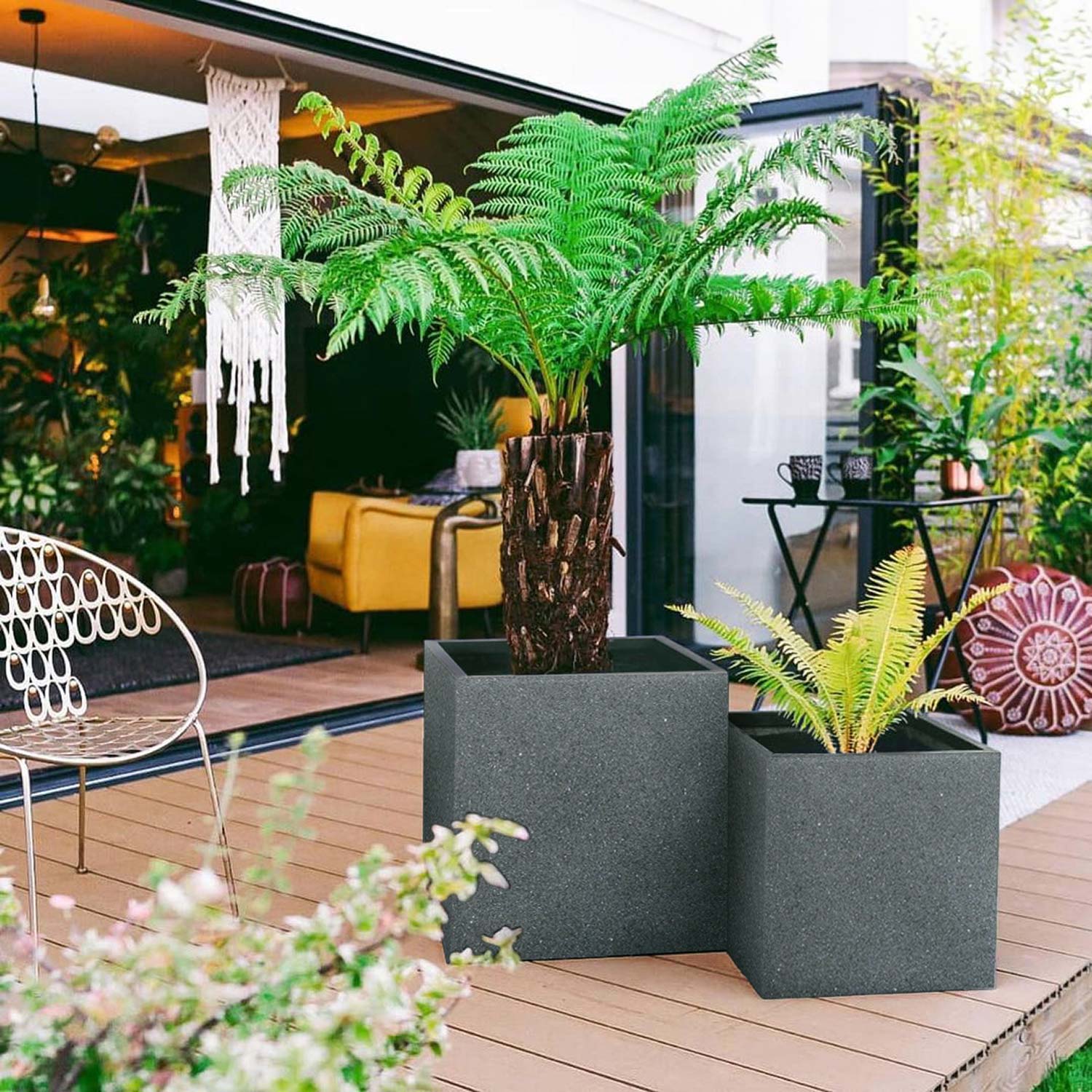 IDEALIST Lite Textured Concrete Effect Square Outdoor Planter