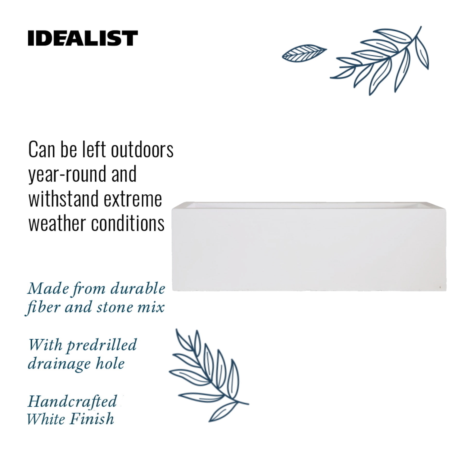 IDEALIST Lite Window Box Light Concrete Planter