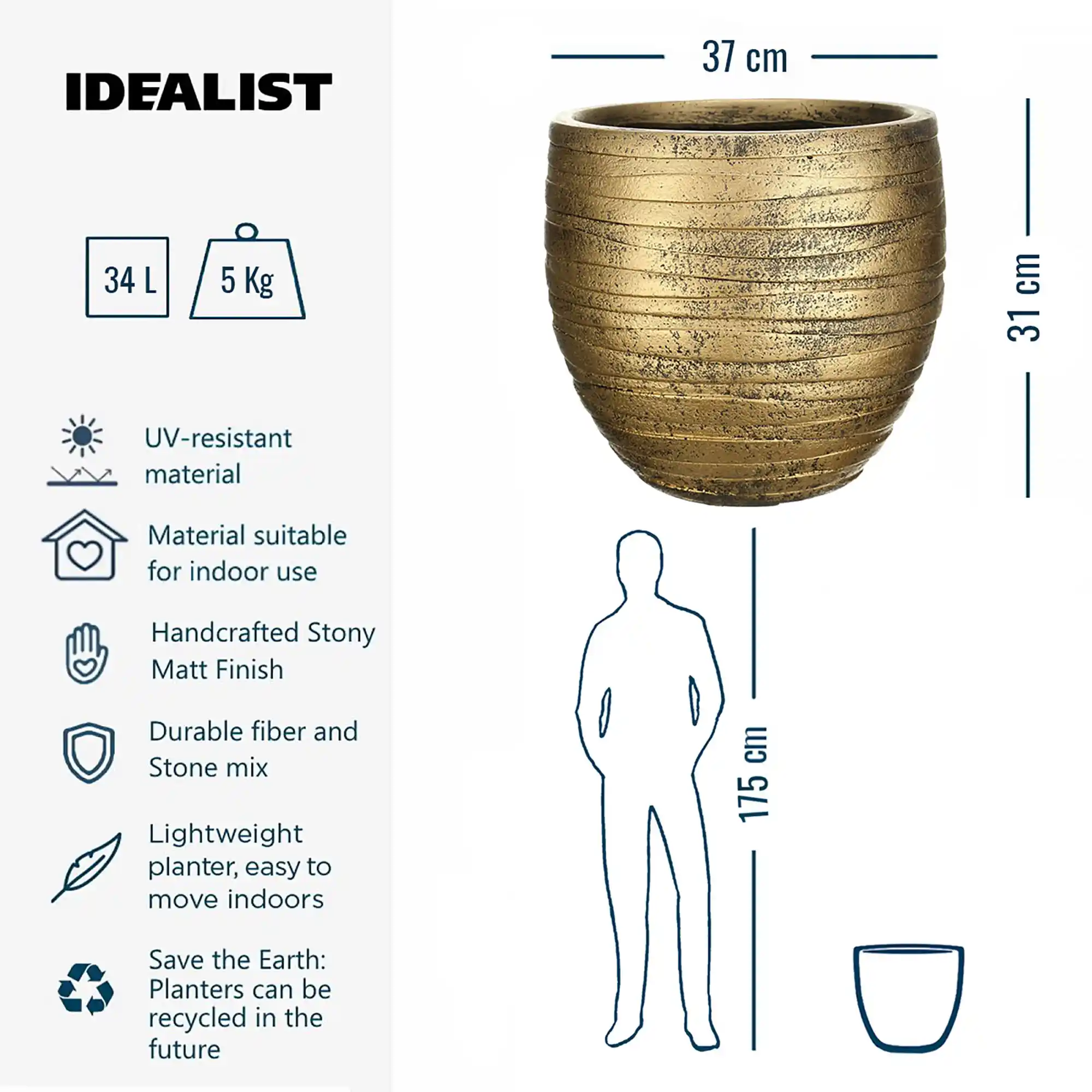 IDEALIST Lite Row Style Round Indoor Planter