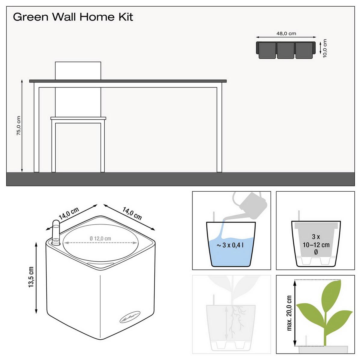 LECHUZA Green Wall Home Kit Glossy Indoor Self-watering Planter