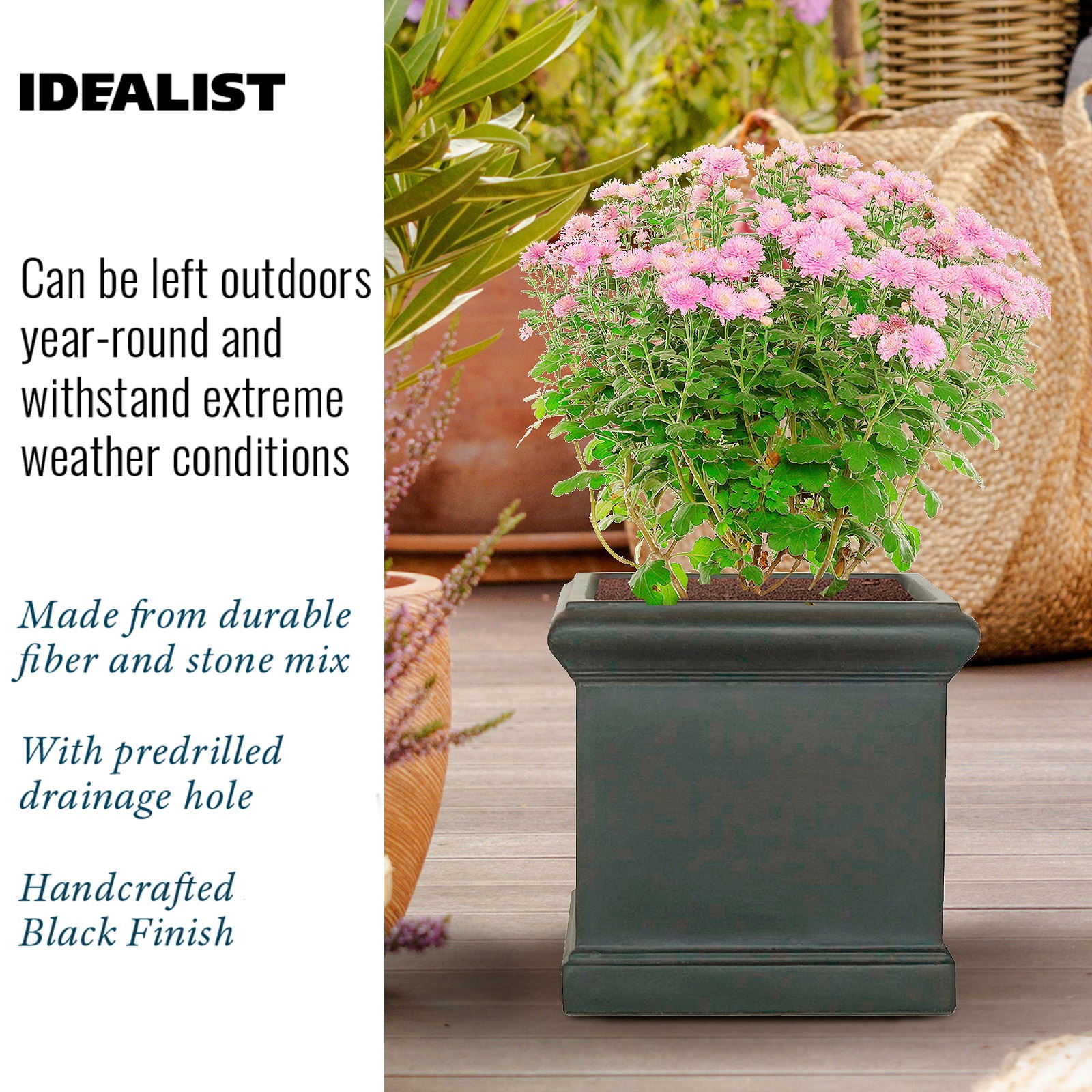 IDEALIST Lite Victorian Box Square Light Stone Outdoor Planter