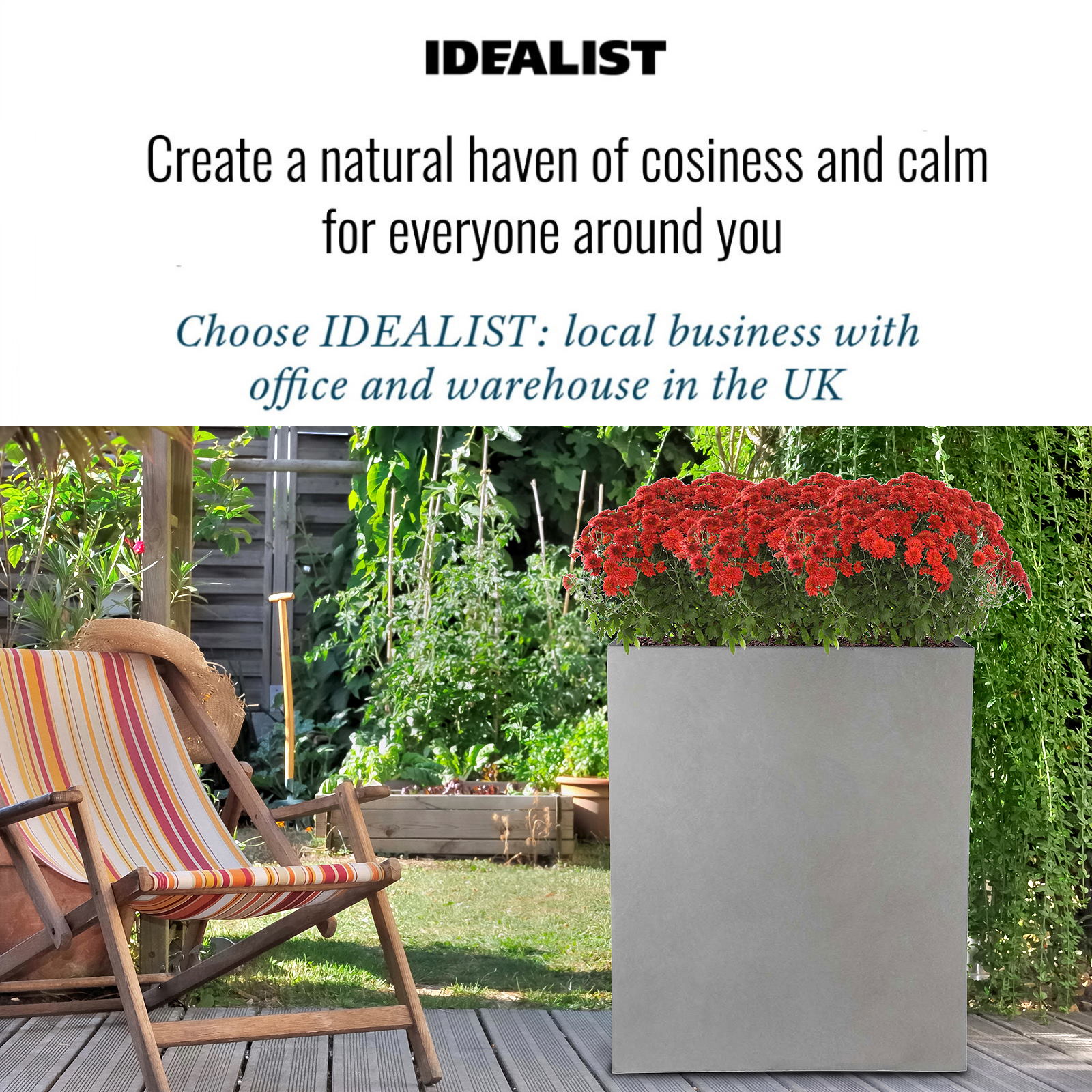 IDEALIST Lite Narrow Contemporary Light Concrete Trough Planter