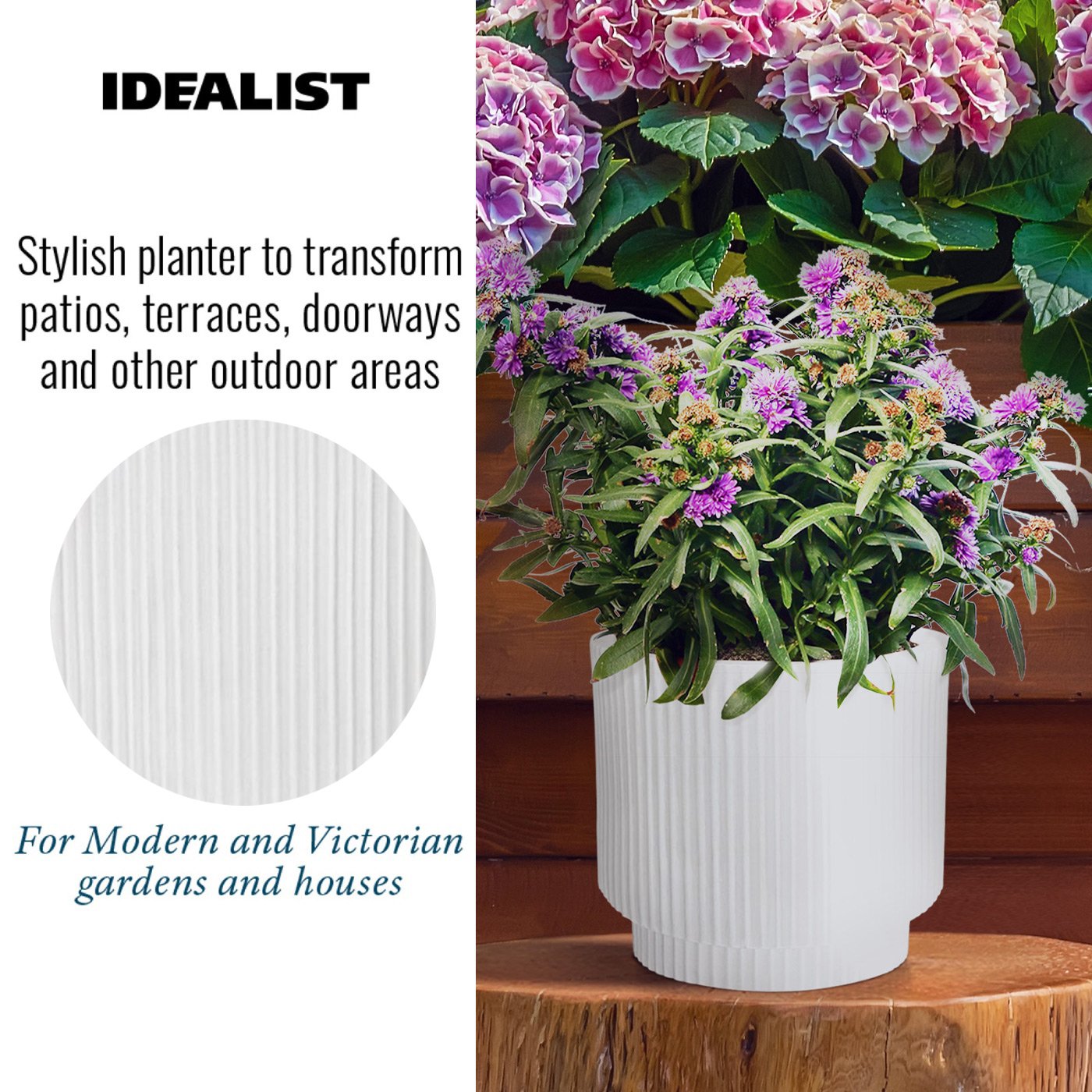 IDEALIST Lite Vertical Ribbed Cylinder Outdoor Planter