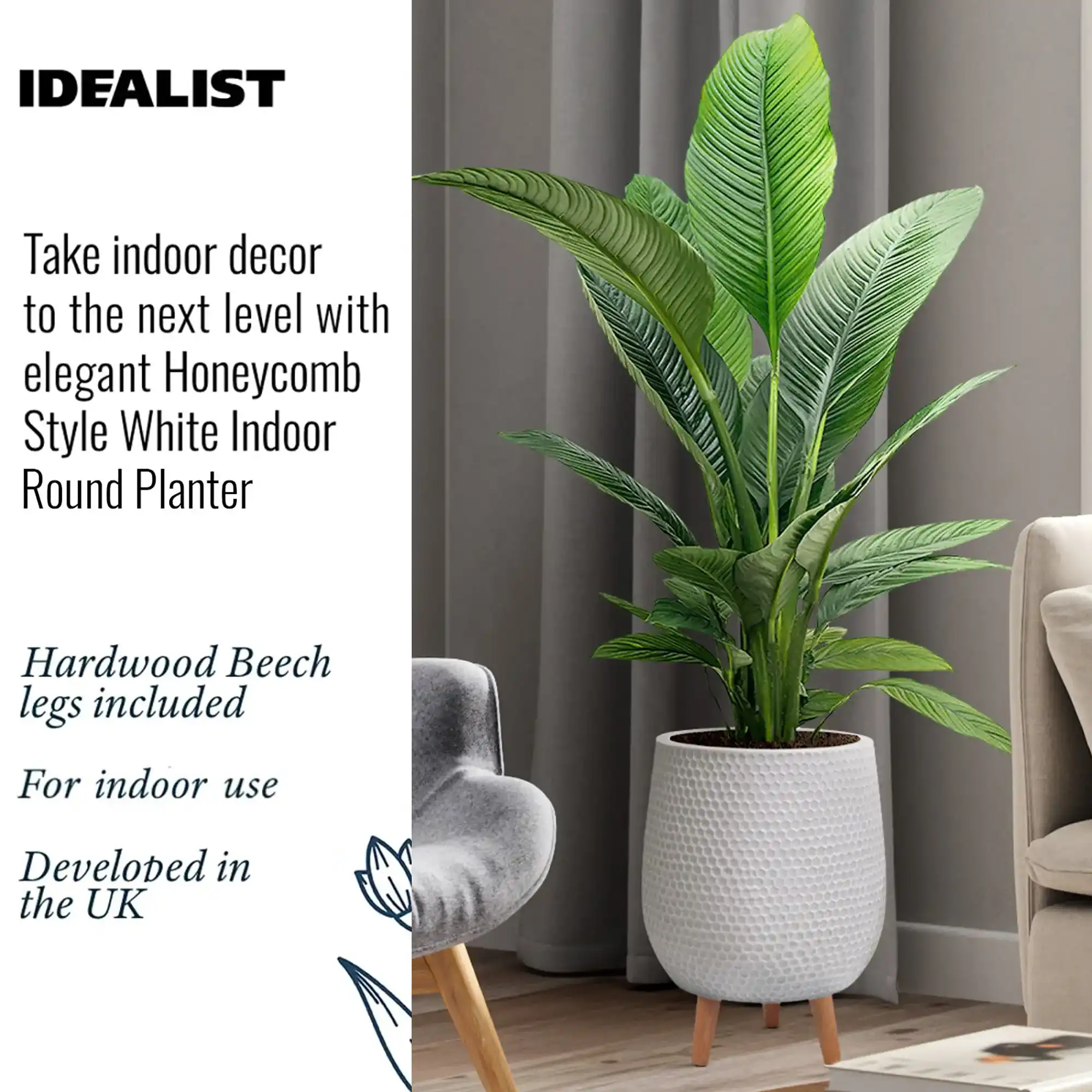 IDEALIST Lite Honeycomb Style Egg Planter on Legs, Round Pot Plant Stand Indoor