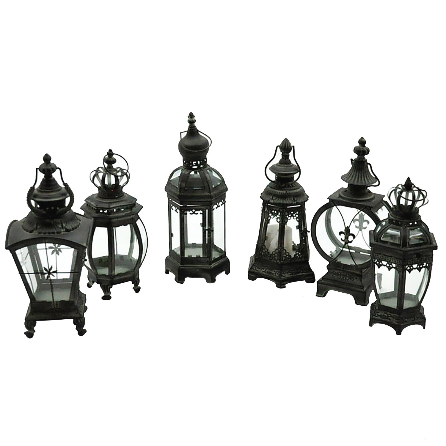 6 Assorted Metal Garden Lanterns by Minster