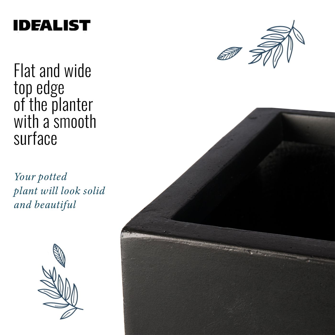IDEALIST Lite Square Box Contemporary Light Concrete Planter Set