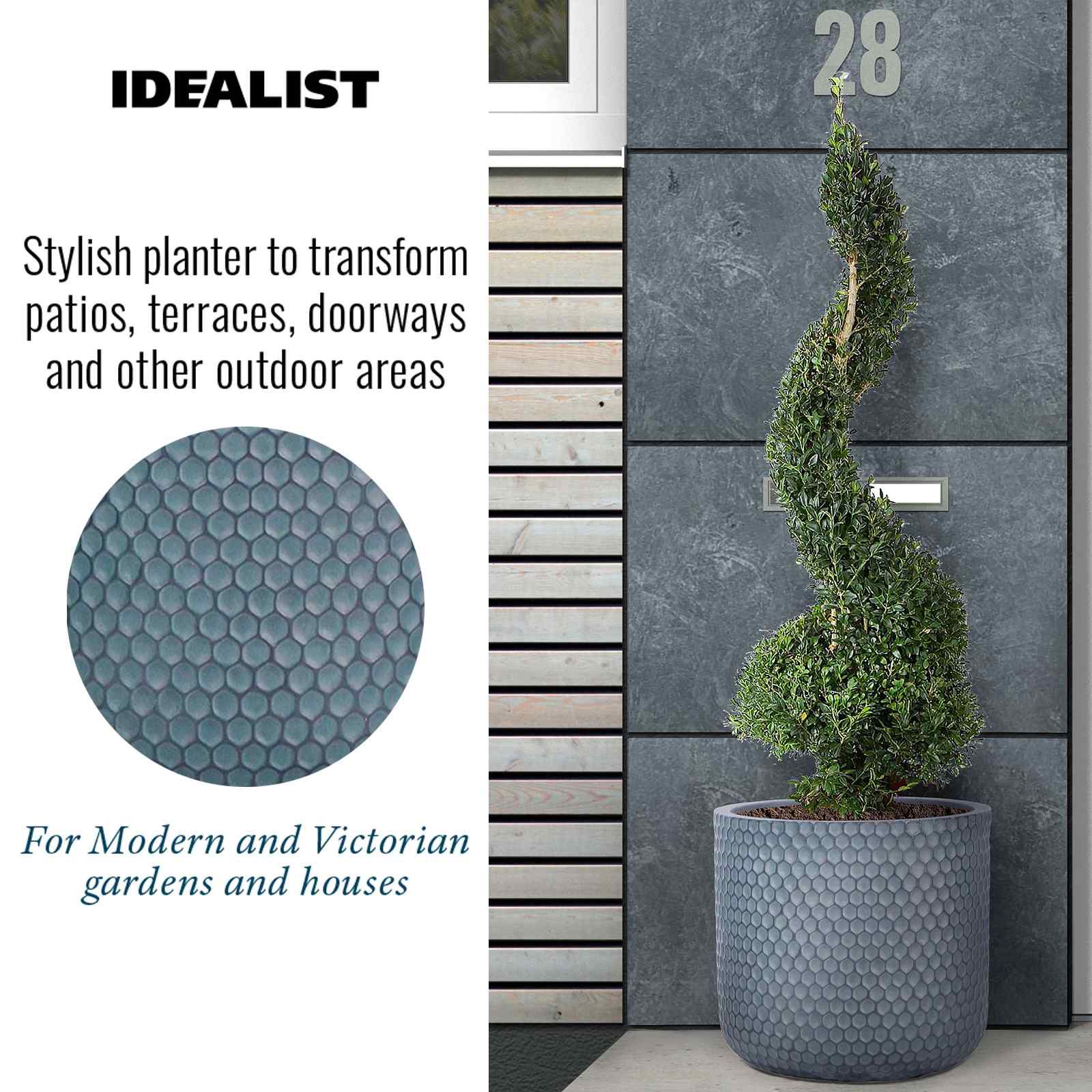 IDEALIST Lite Honeycomb Style Cylinder Round Outdoor Planter