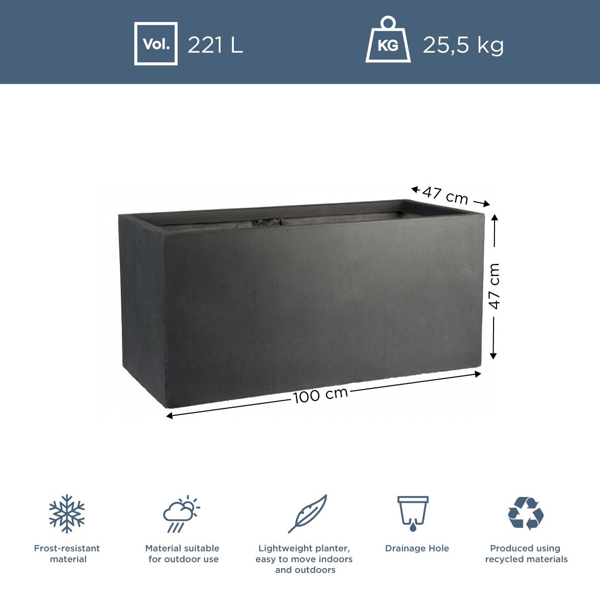 IDEALIST Lite Contemporary Light Concrete Trough Planter