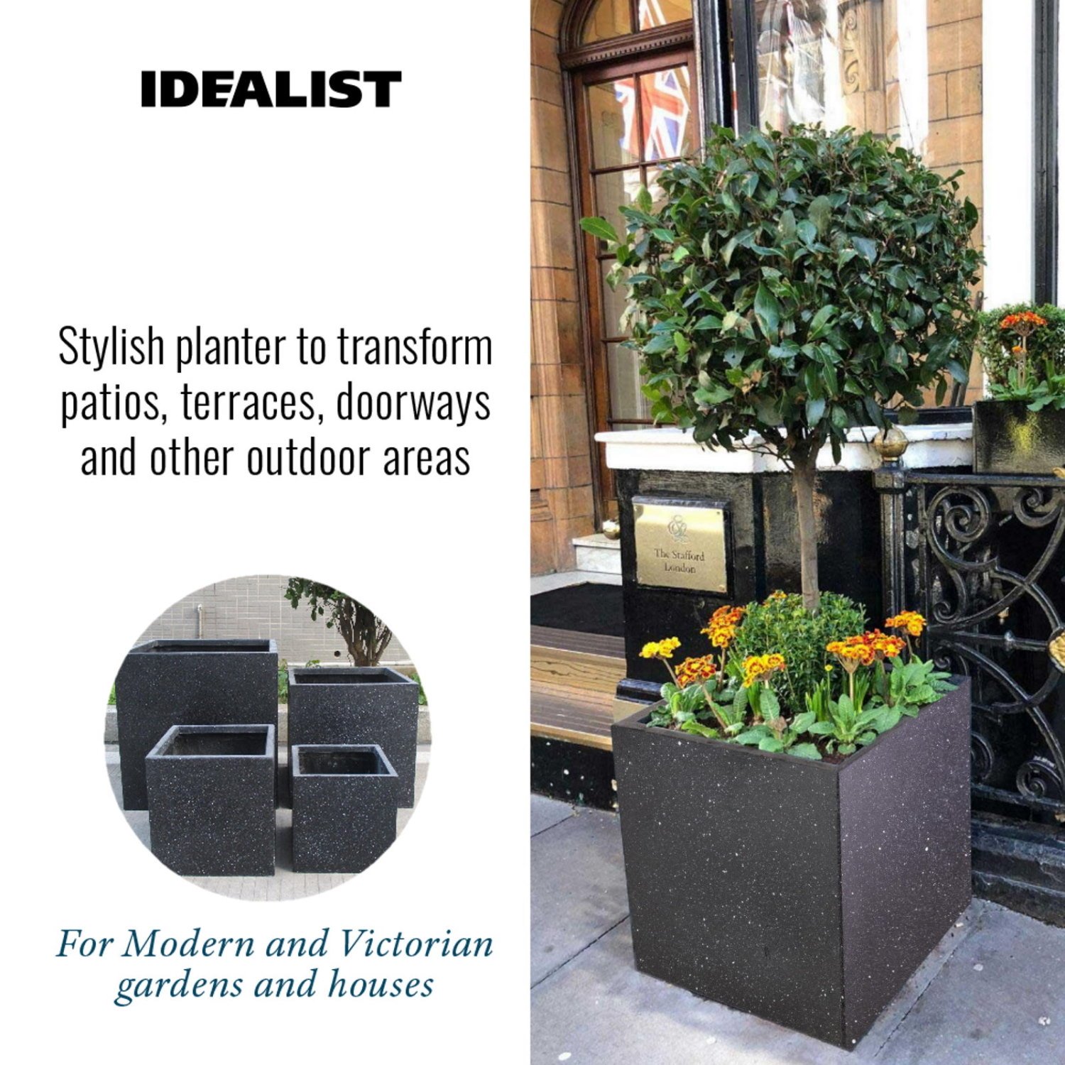 IDEALIST Lite Square Box Contemporary Marble Light Concrete Planter