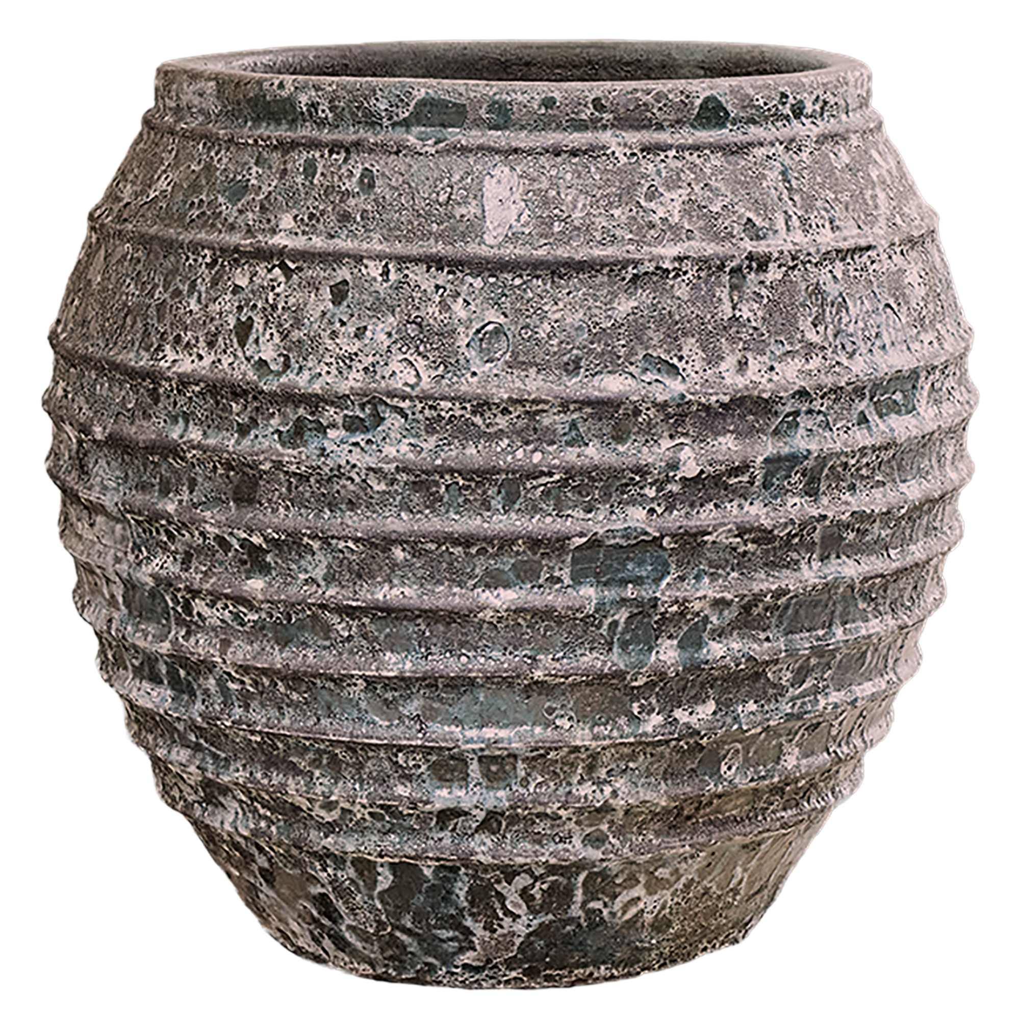 Lava Ceramic Large Ribbed Planter | Indoor and Outdoor Plant Pot