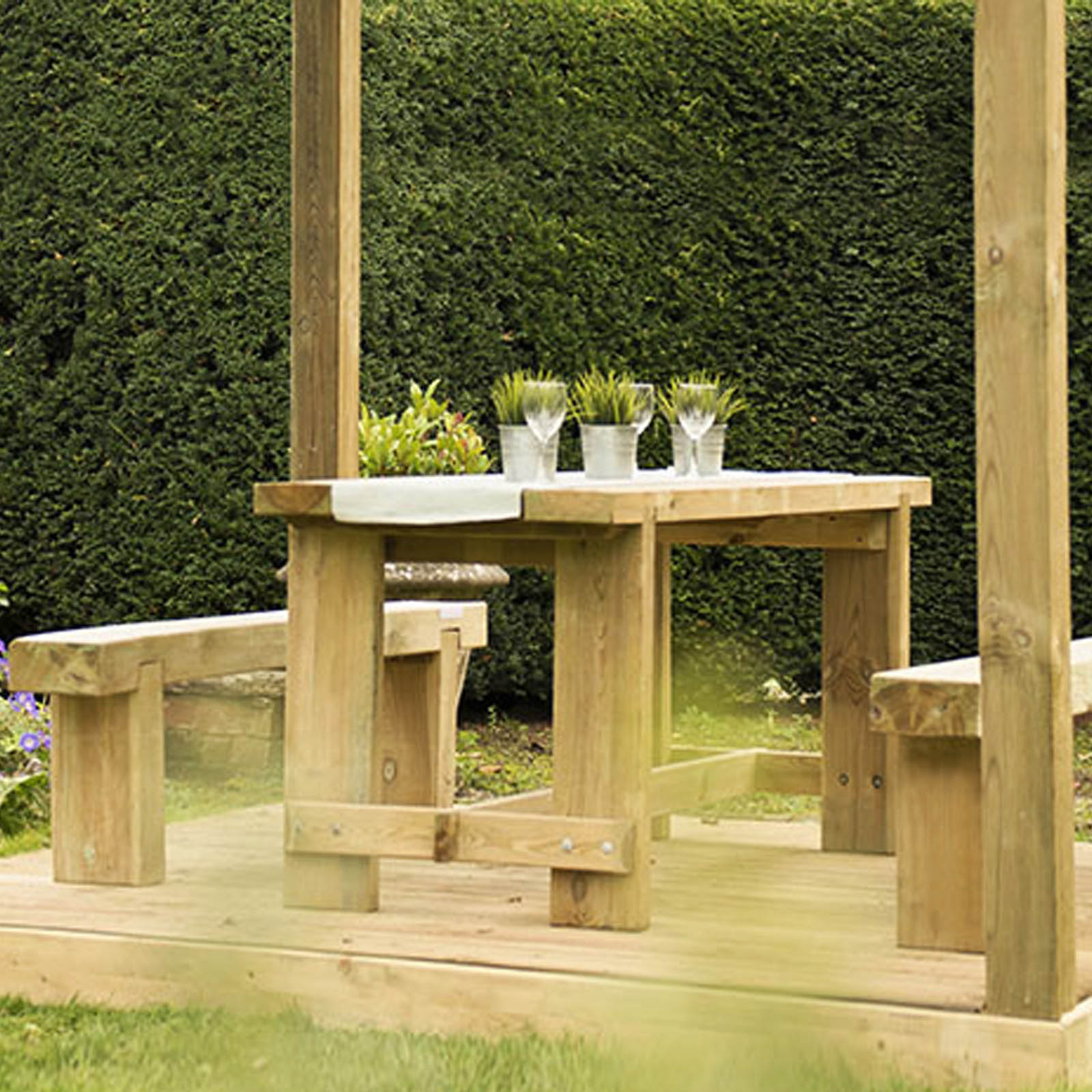 Outdoor Wooden Double Sleeper Bench by Forest Garden
