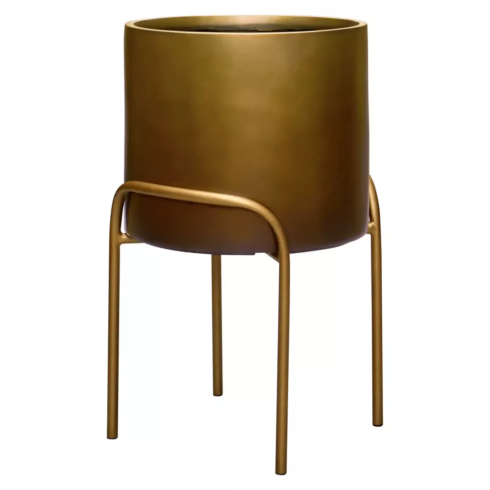 Gradient Cylinder Planter + High Plant Stand | Polyresin Indoor Plant Pot