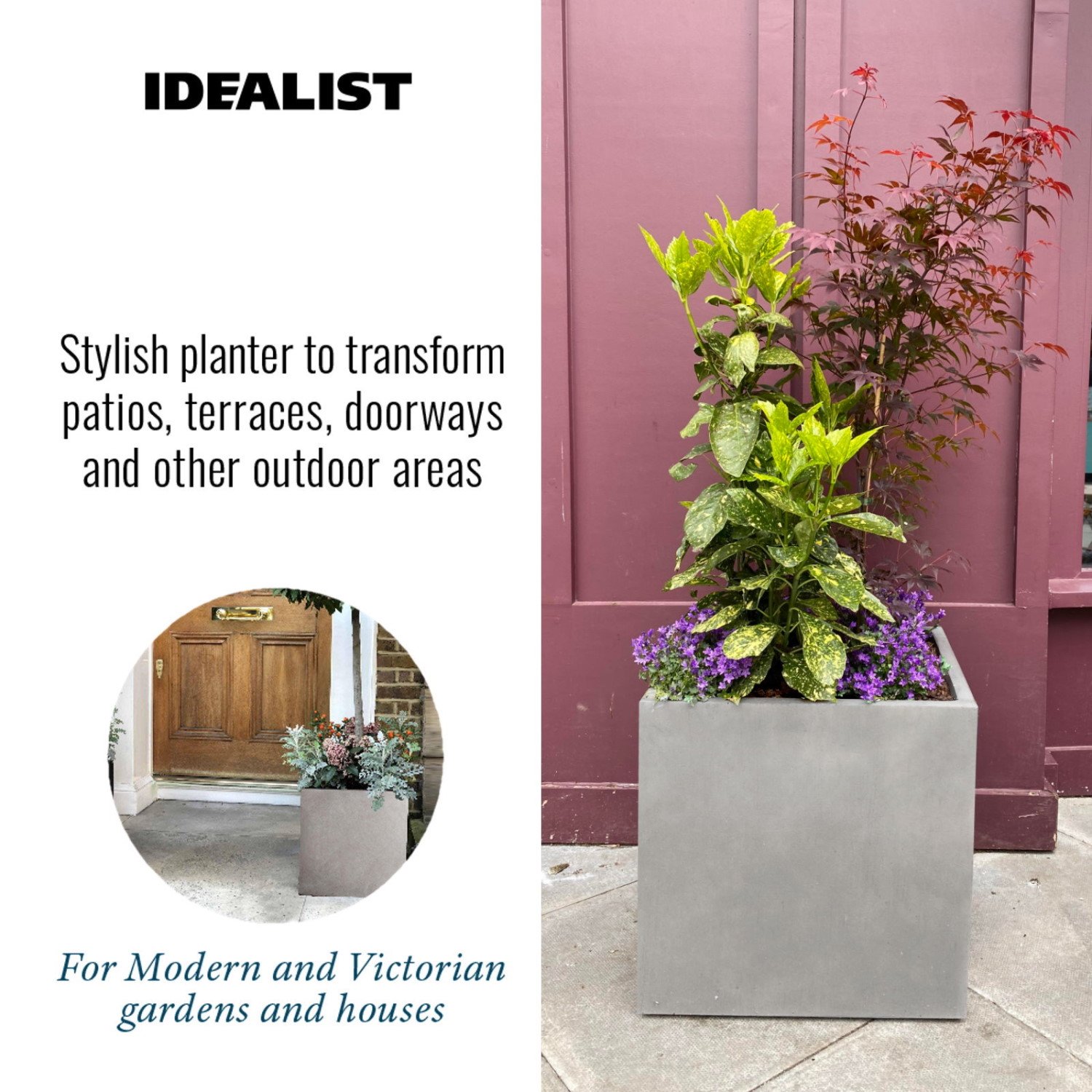 IDEALIST Lite Square Box Contemporary Light Concrete Planter