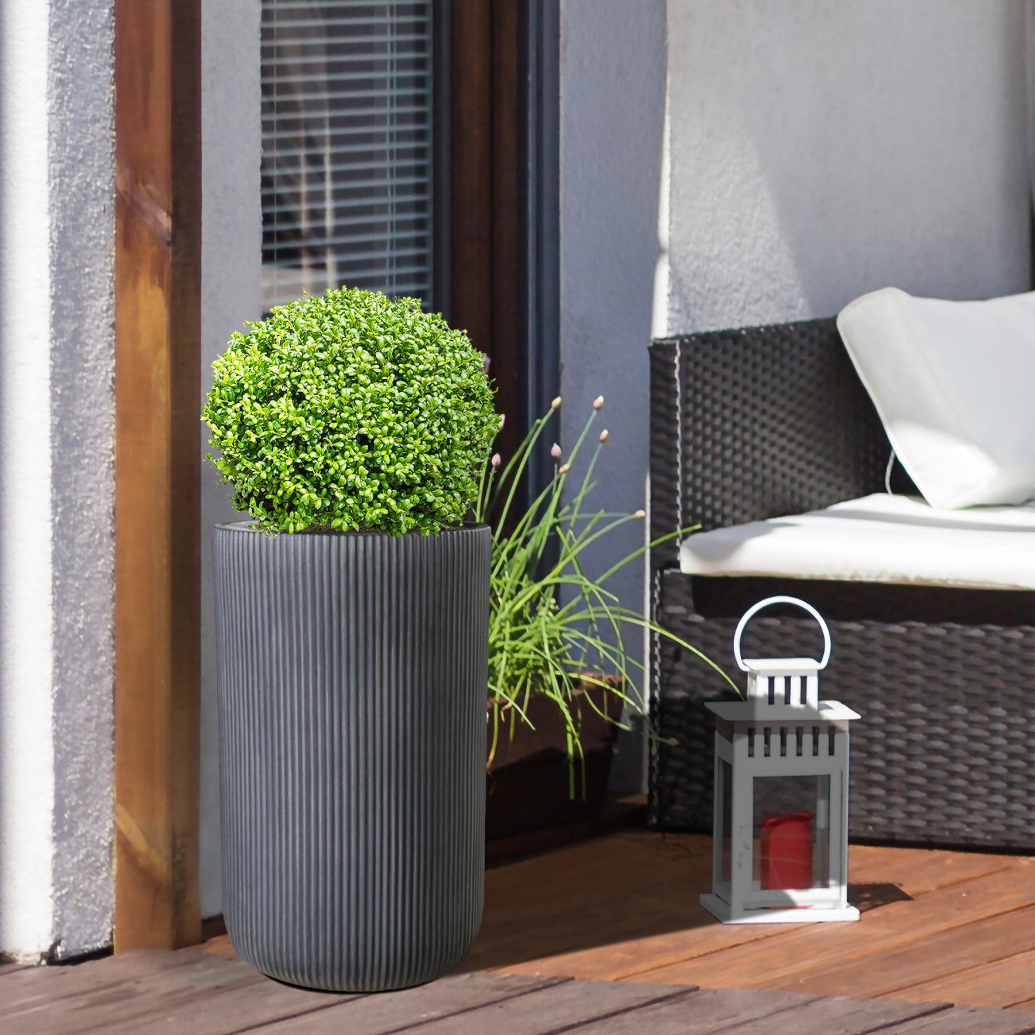 IDEALIST Lite Ribbed Cylinder Outdoor Planter