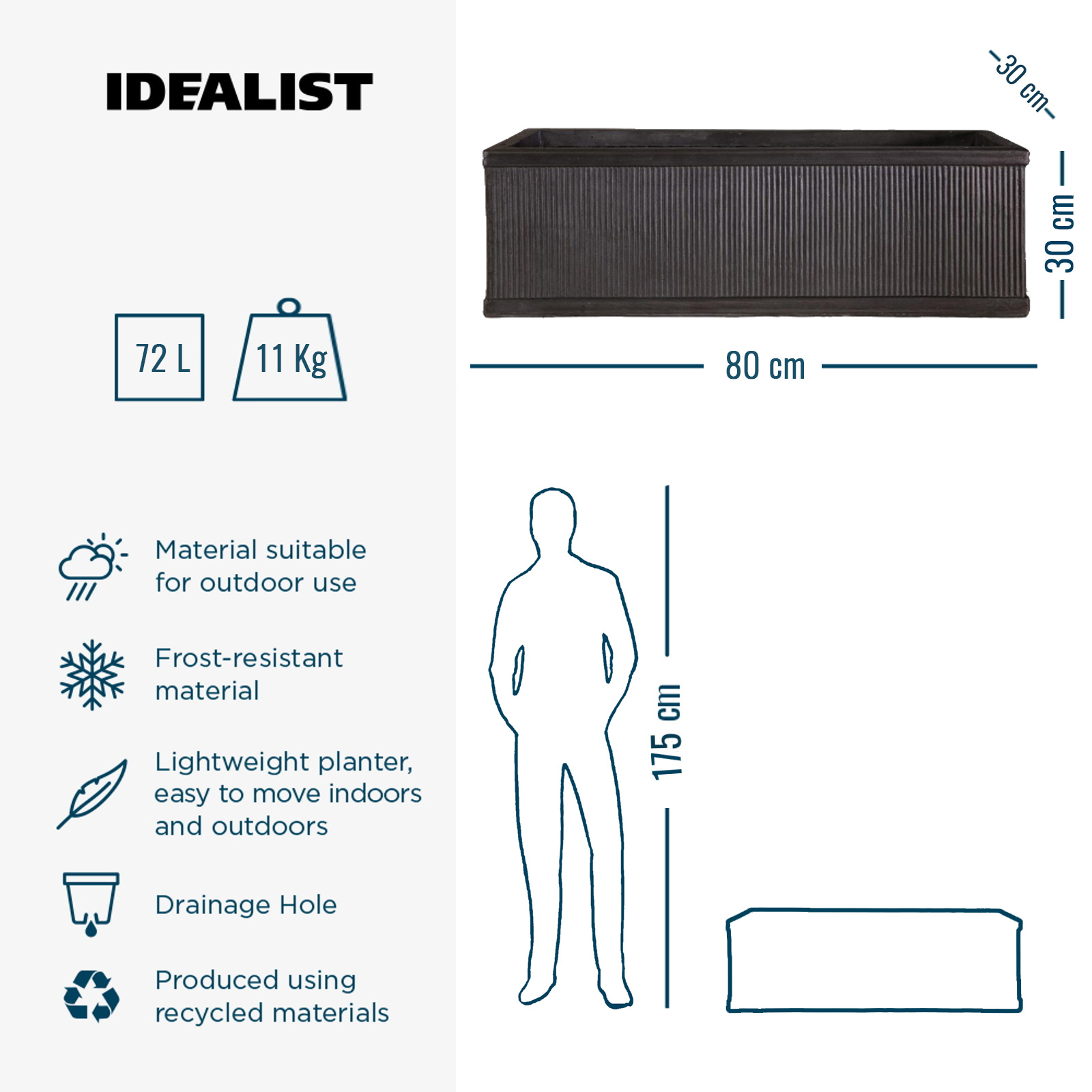 IDEALIST Lite Vertical Ribbed Vintage Style Window Box