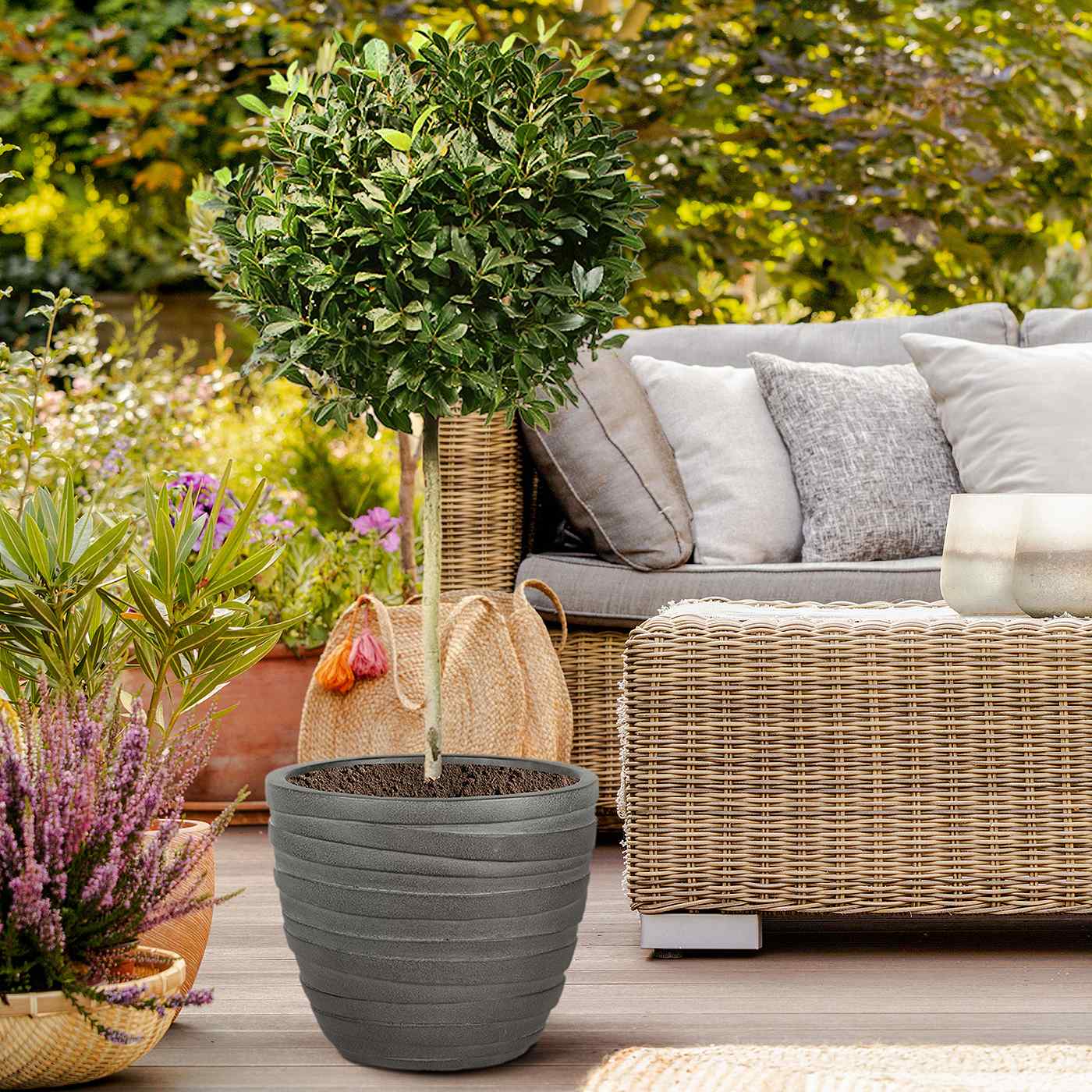 IDEALIST Lite Row Light Concrete Egg Planter