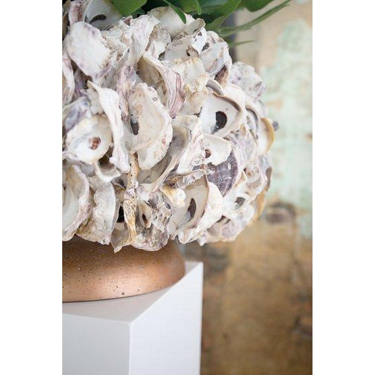 OYSTER SHELL Round Fiberglass Planter