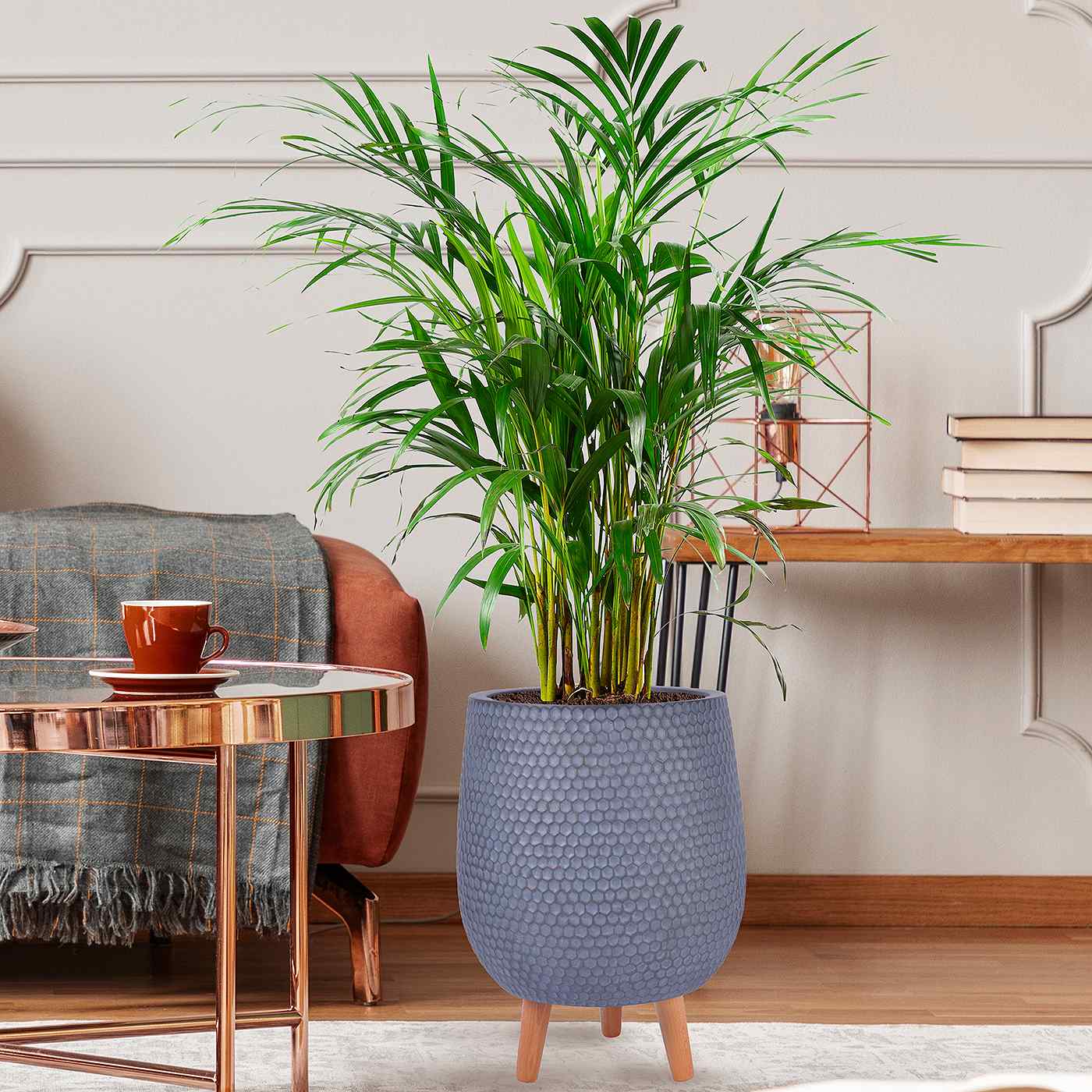 IDEALIST Lite Honeycomb Style Egg Planter on Legs, Round Pot Plant Stand Indoor