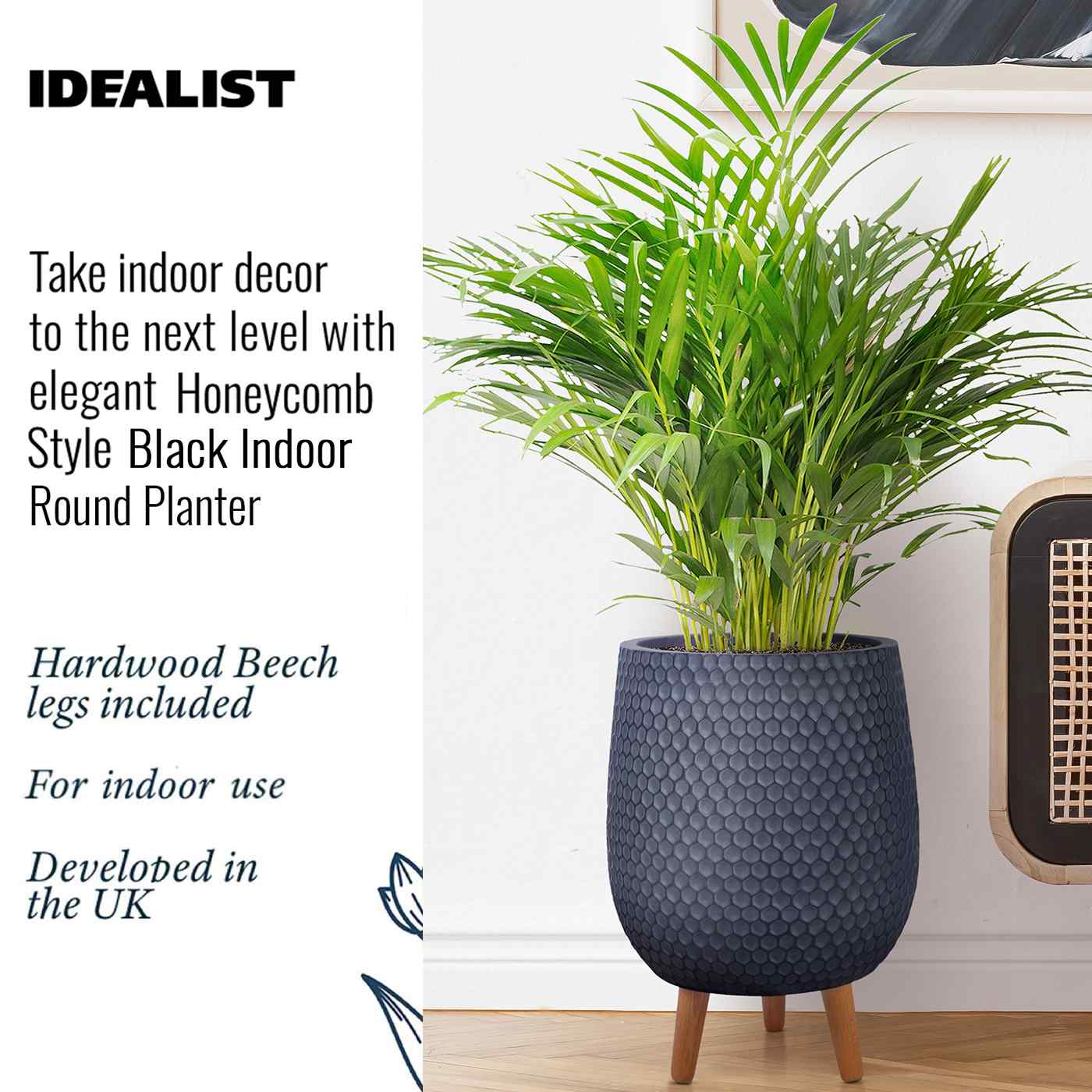 IDEALIST Lite Honeycomb Style Egg Planter on Legs, Round Pot Plant Stand Indoor