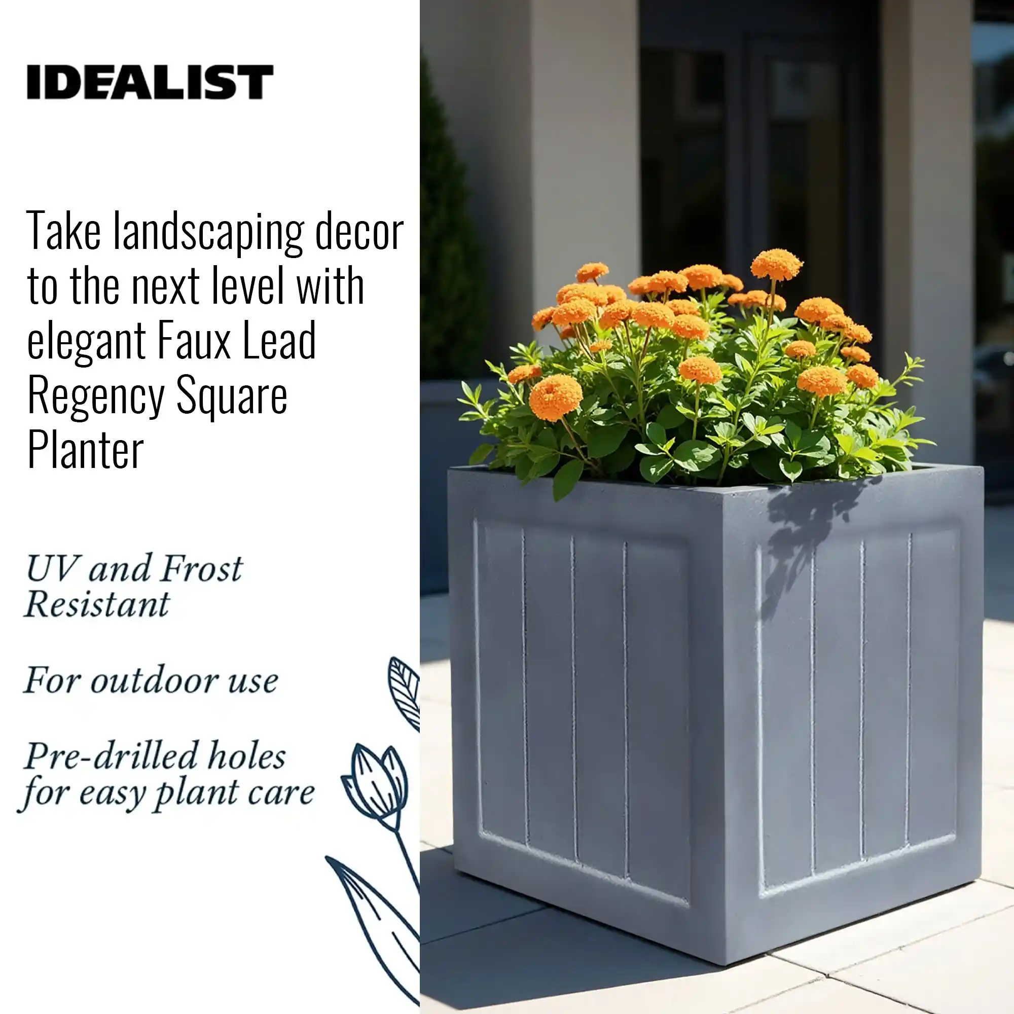 IDEALIST Regency Light Stone Square Garden Planter