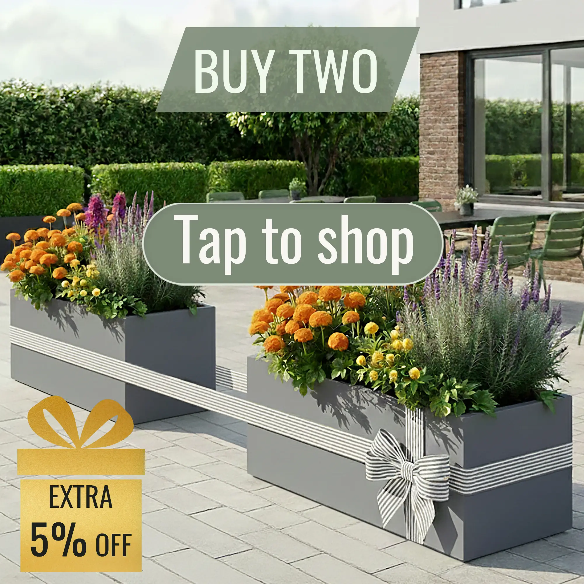 IDEALIST Lite Contemporary Light Concrete Trough Planter