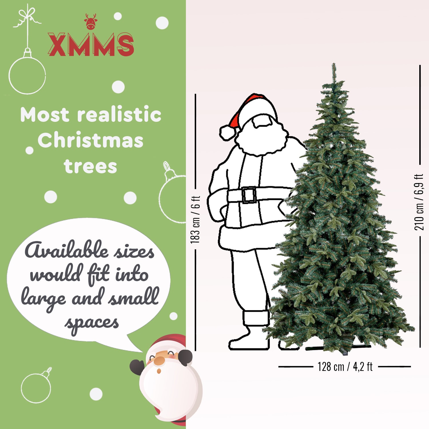 XMMS Swansea Artificial Christmas Tree with Tree Skirt & Cotton Gloves Real Touch Mixed Pine and Fir