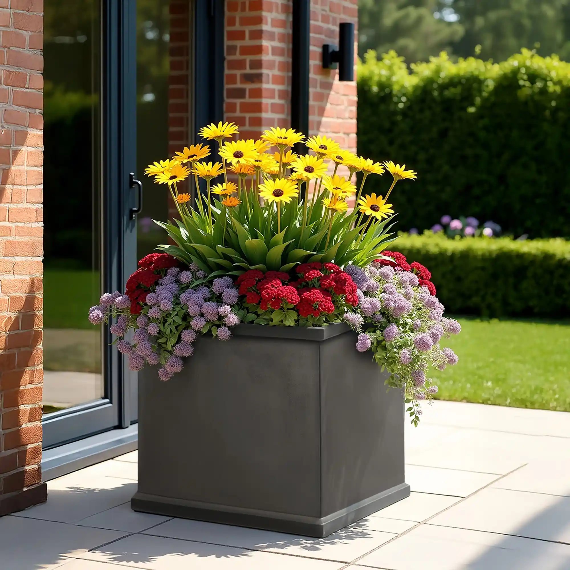 Grosvenor Fiberglass Square Antique FL Planter Pot In/Out