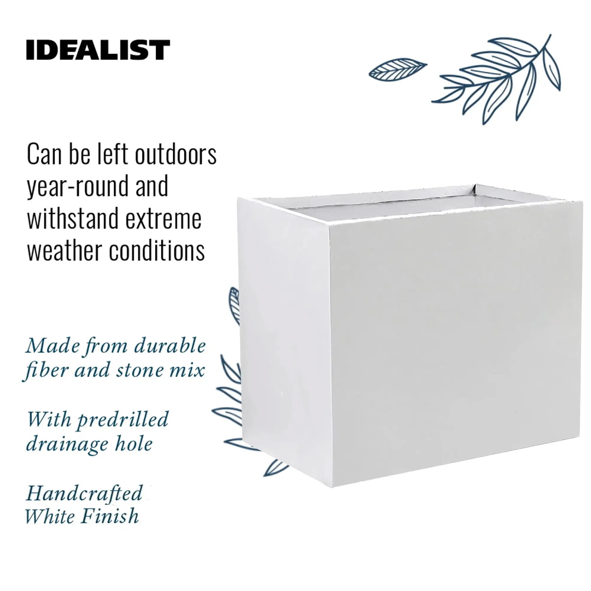 IDEALIST Lite Contemporary Light Concrete Trough Planter