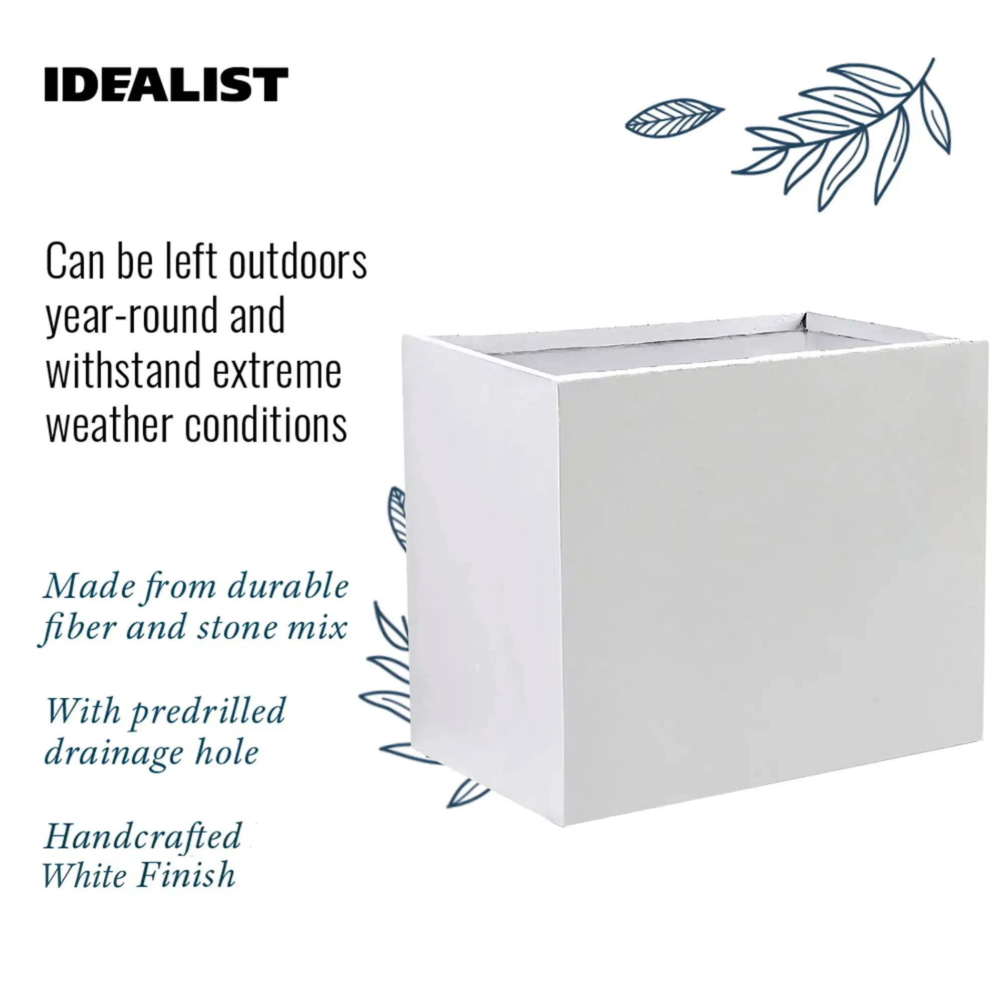 IDEALIST Lite Contemporary Light Concrete Trough Planter