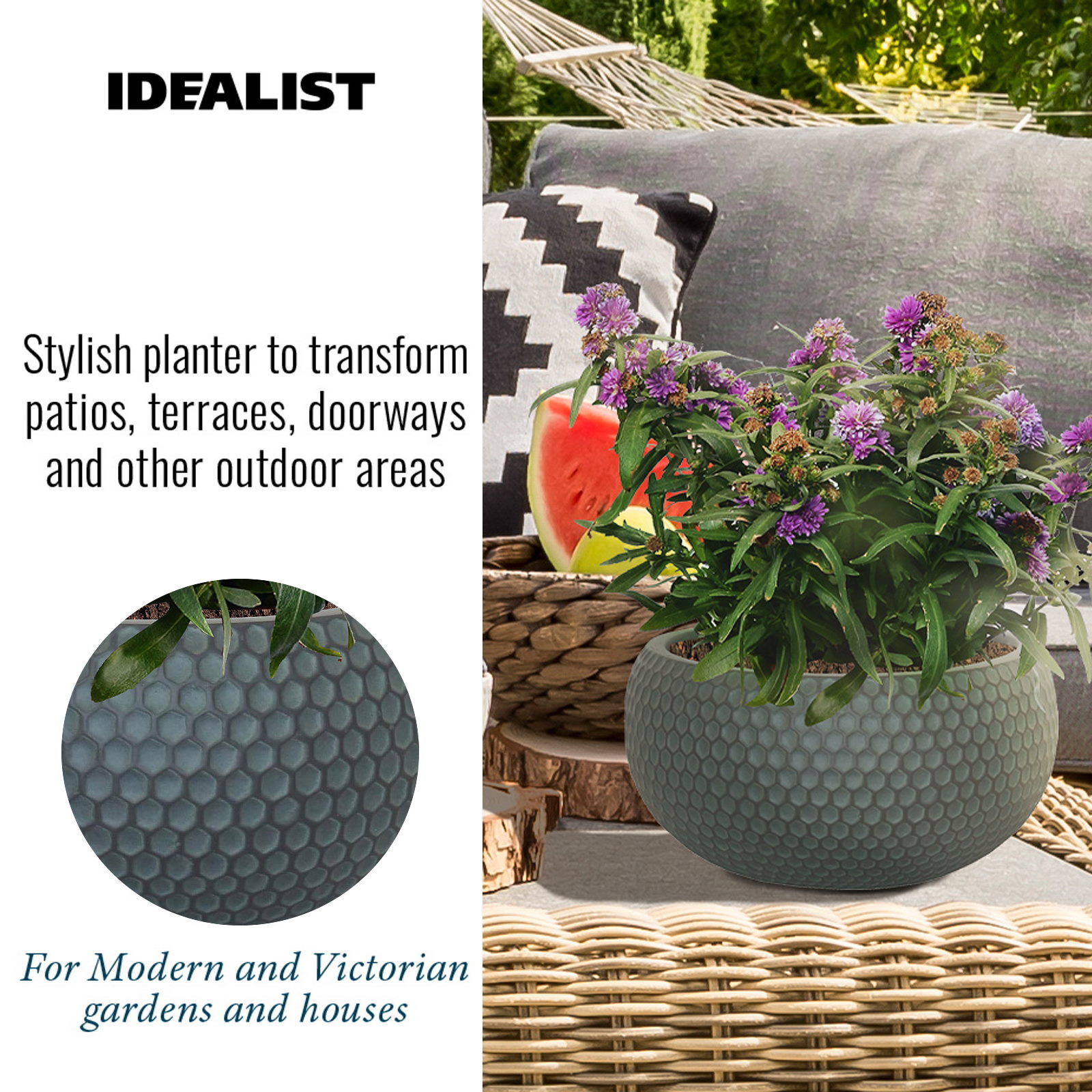 IDEALIST Lite Honeycomb Style Bowl Outdoor Planter