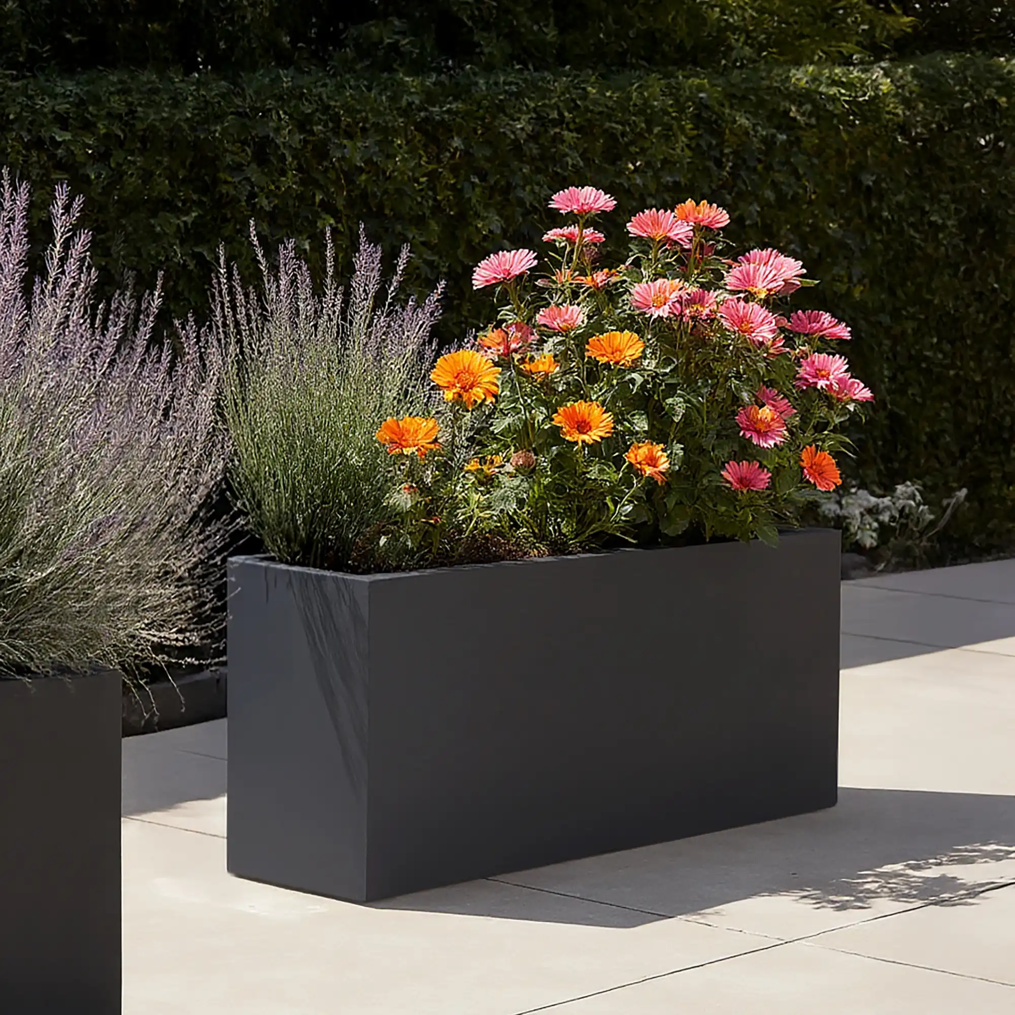 IDEALIST Lite Contemporary Light Concrete High Trough Planter Set