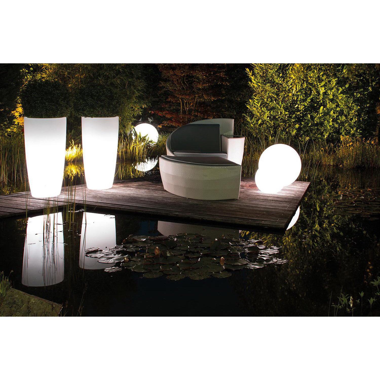 Lumenio LED Round Tall Polystone Indoor Planter