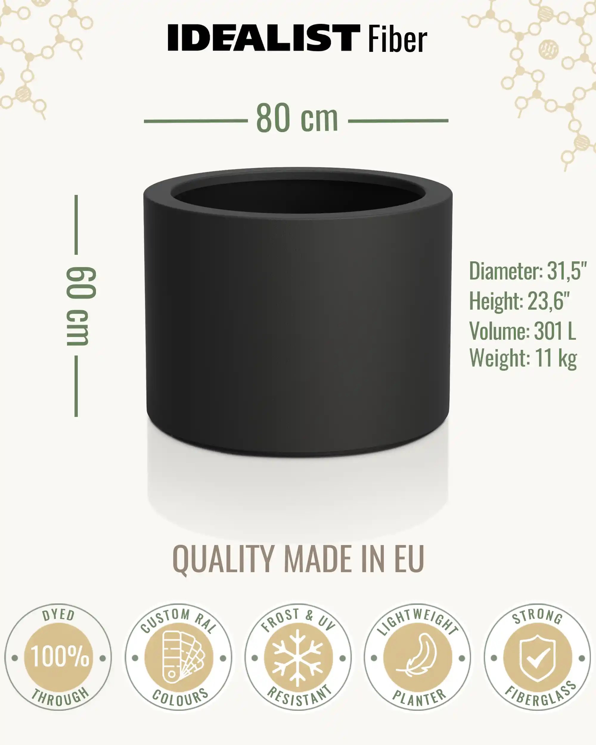 RING Round Outdoor Fiberglass Planter