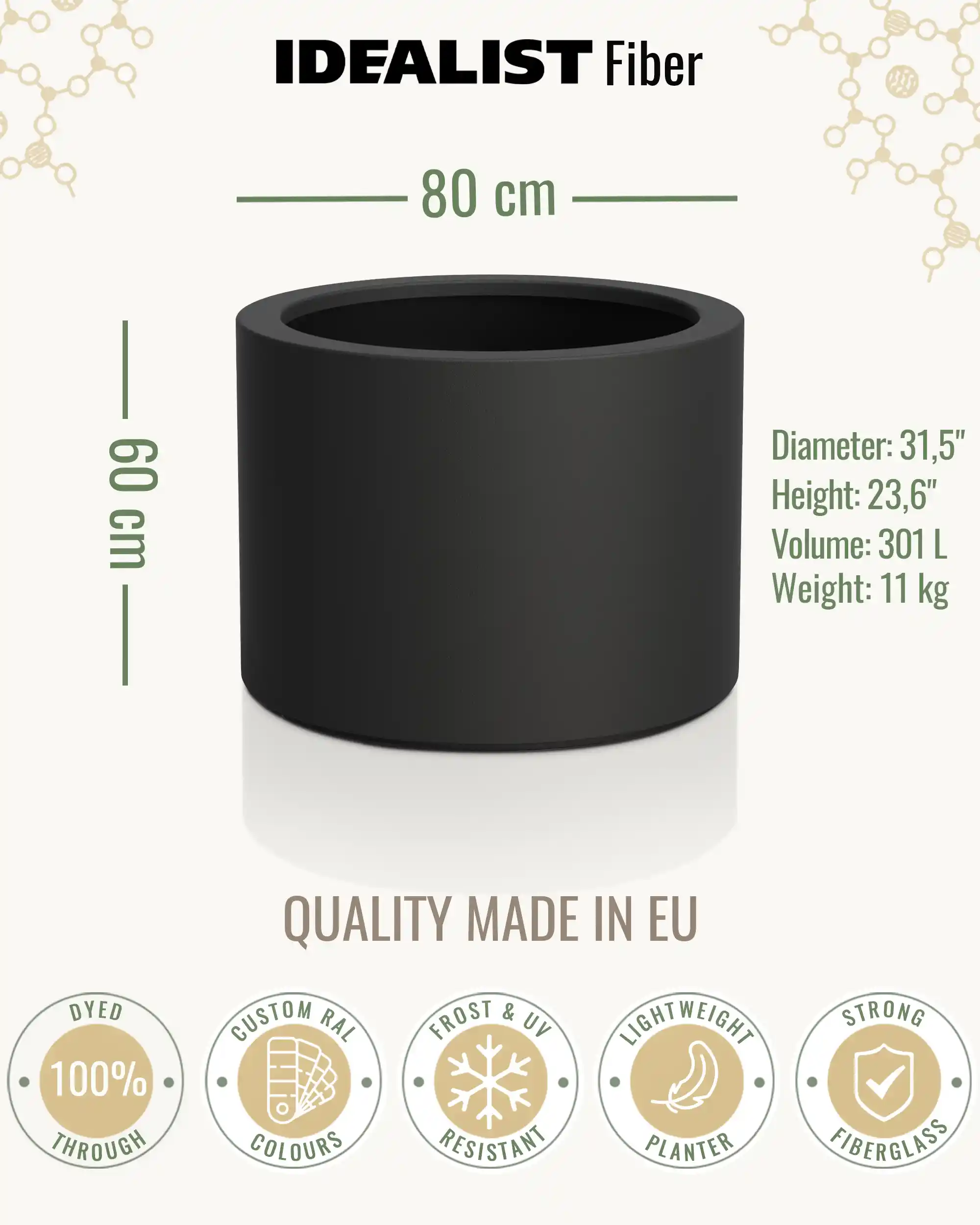 RING Round Outdoor Fiberglass Planter