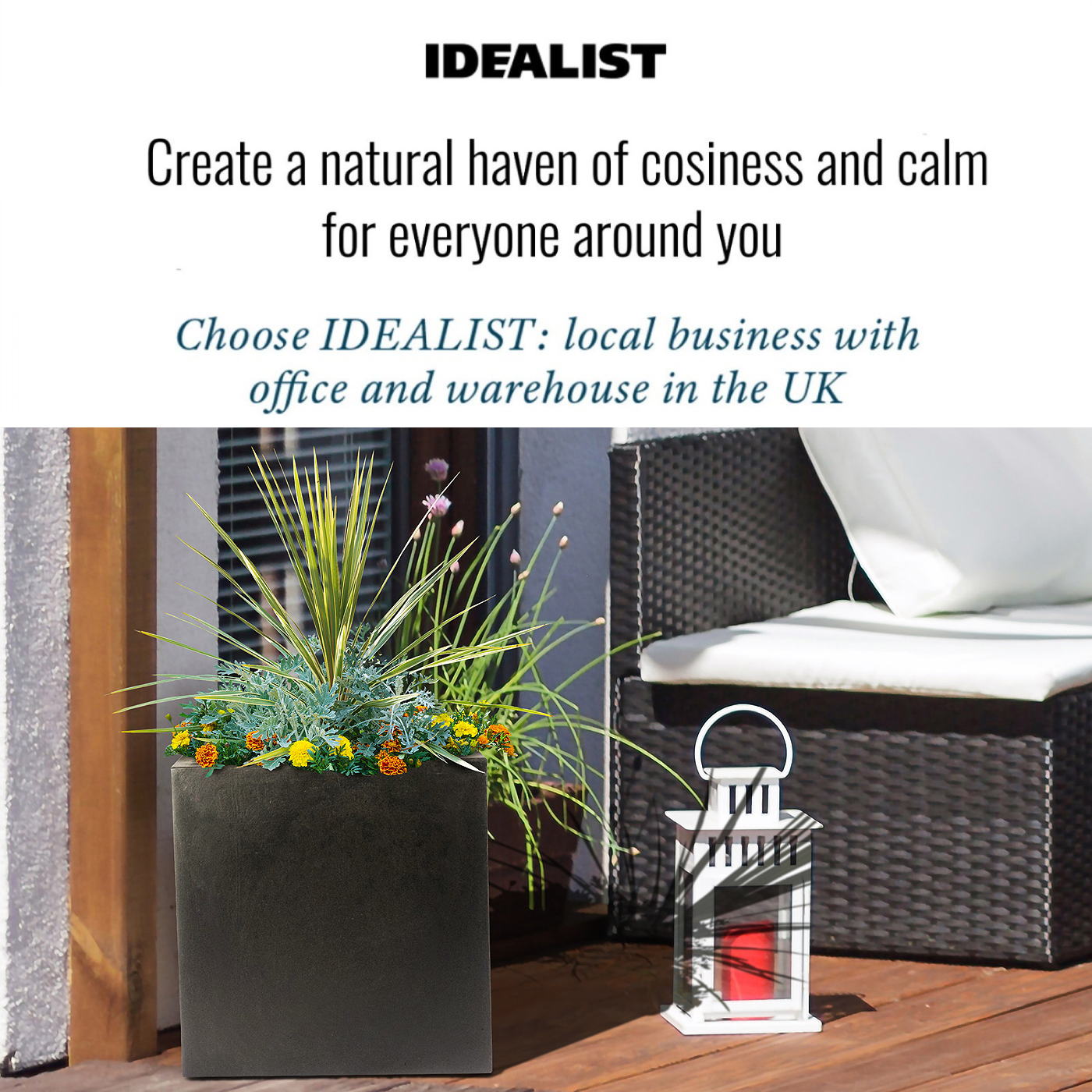 IDEALIST Lite Square Box Contemporary Light Concrete Planter Set