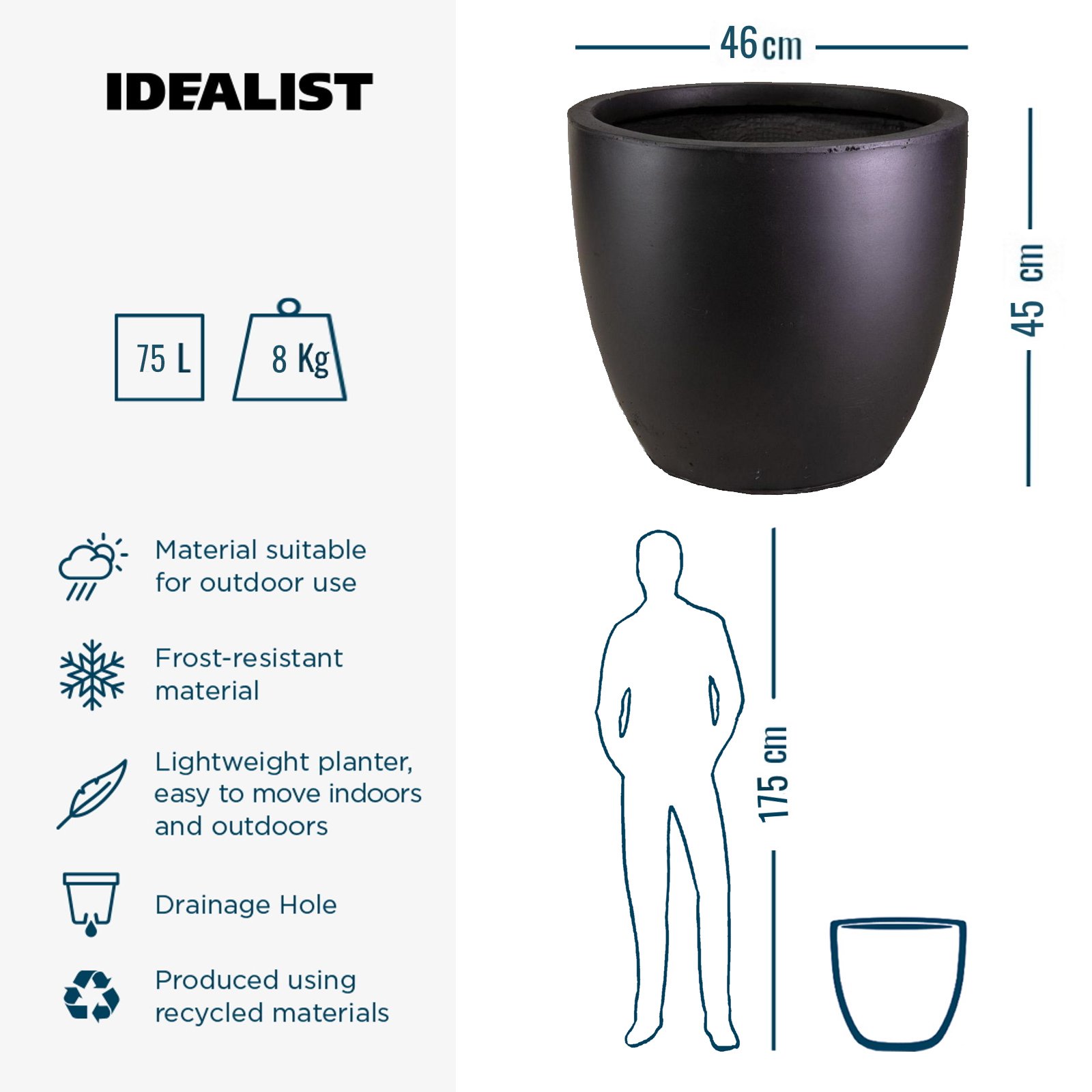 IDEALIST Lite Contemporary Light Concrete Egg Planter