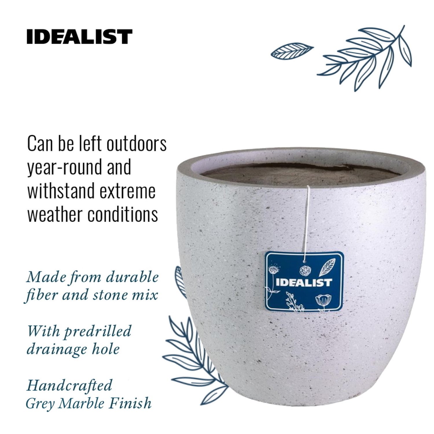 IDEALIST Lite Contemporary Light Concrete Egg Planter