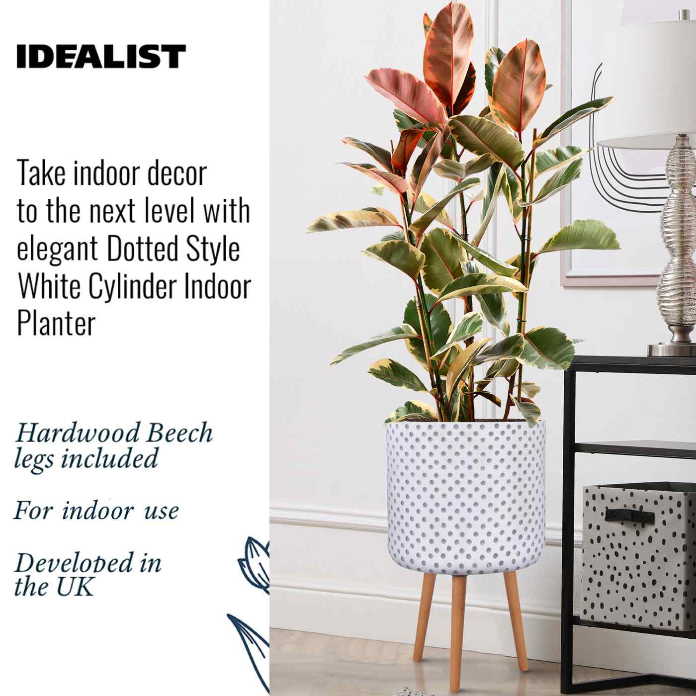 IDEALIST Lite Dotted Style Planter on Legs, Round Plant Pot Indoor IDEALIST Lite Dotted Style Planter on Legs, Round Plant Pot Indoor