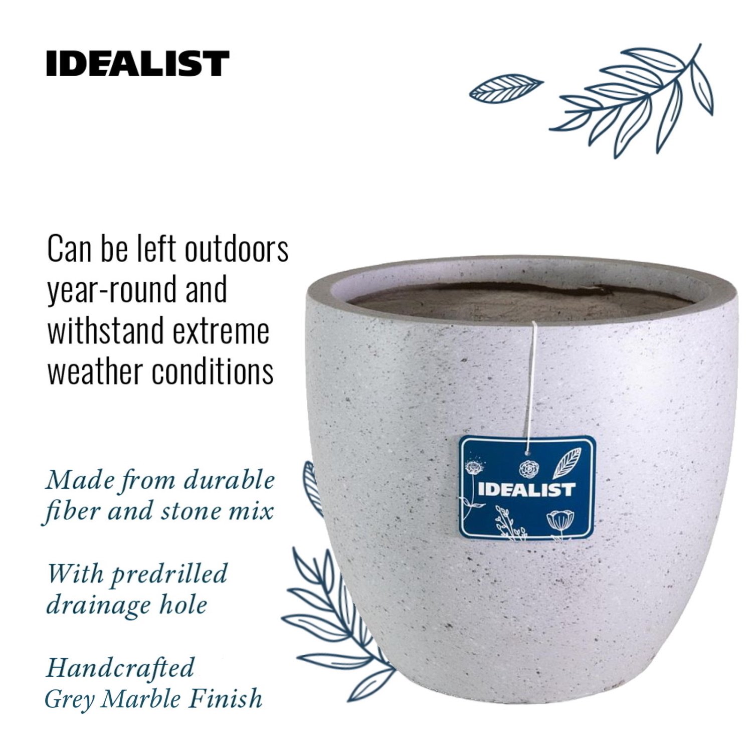 IDEALIST Lite Contemporary Light Concrete Egg Planter